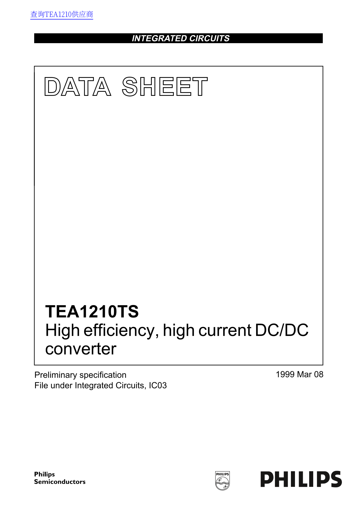 Philips TEA1210TS Data Sheet - Page 1