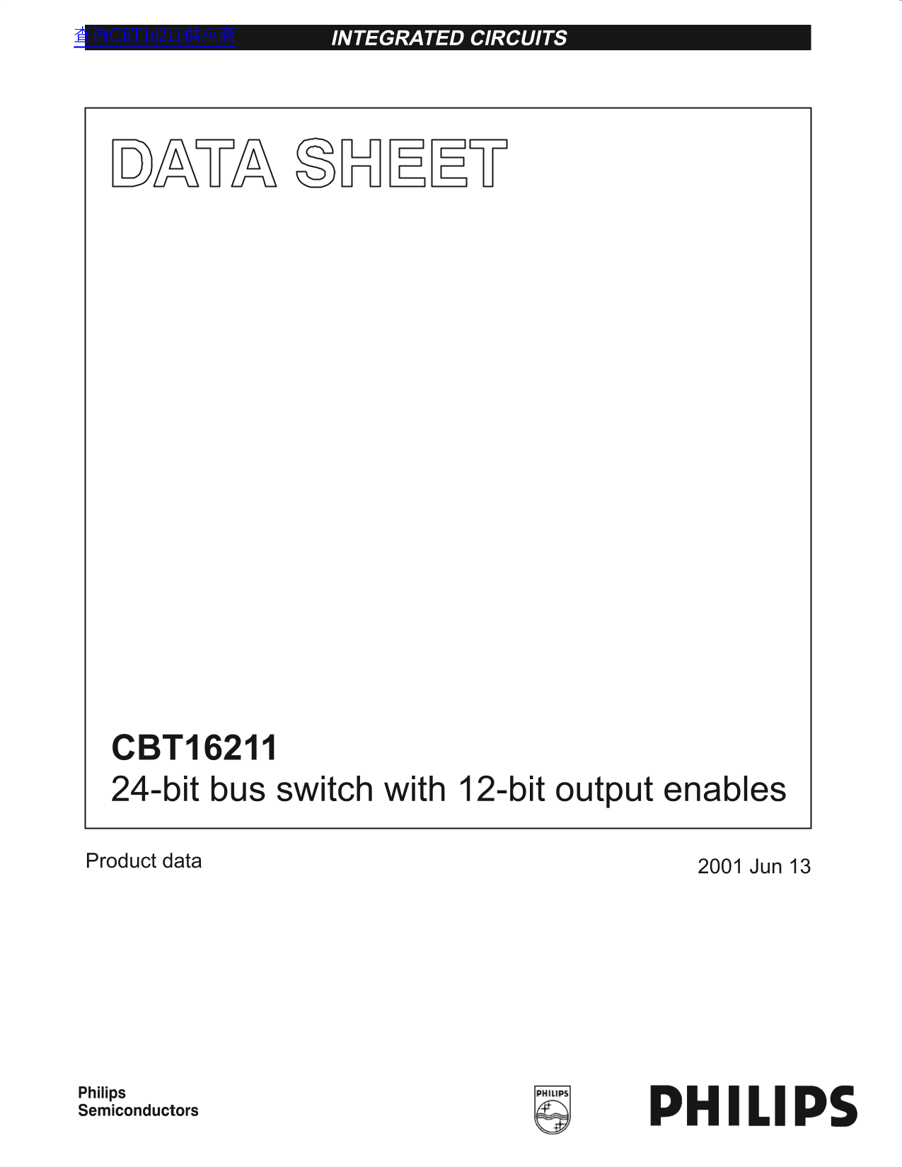 Philips CBT16211 24-bit Bus Switch Data Sheet User Manual - Page 1