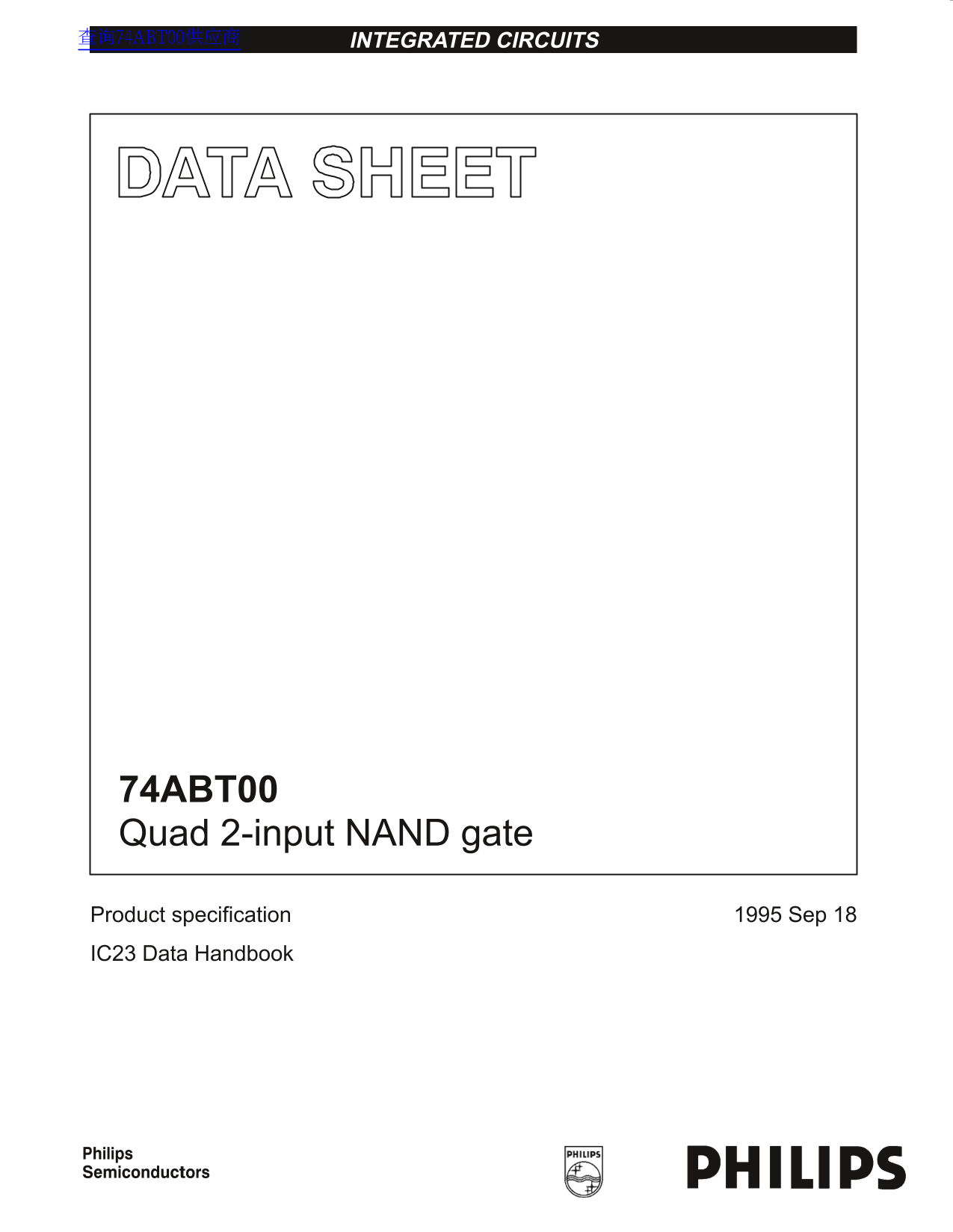 PHILIPS 74ABT00 Data Sheet - Page 1