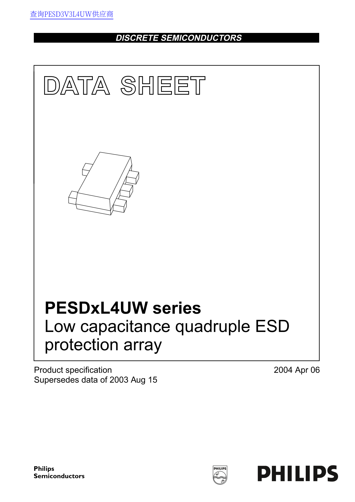 PHILIPS PESDxL4UW series Low Capacitance Quadruple ESD Protection Array Data Sheet User Manual - Page 1
