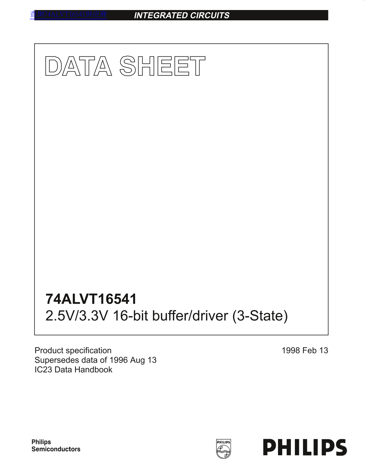 PHILIPS 74ALVT16541 2.5V 3.3V 16-bit Buffer Driver (3-State) Data Sheet User Manual - Page 1
