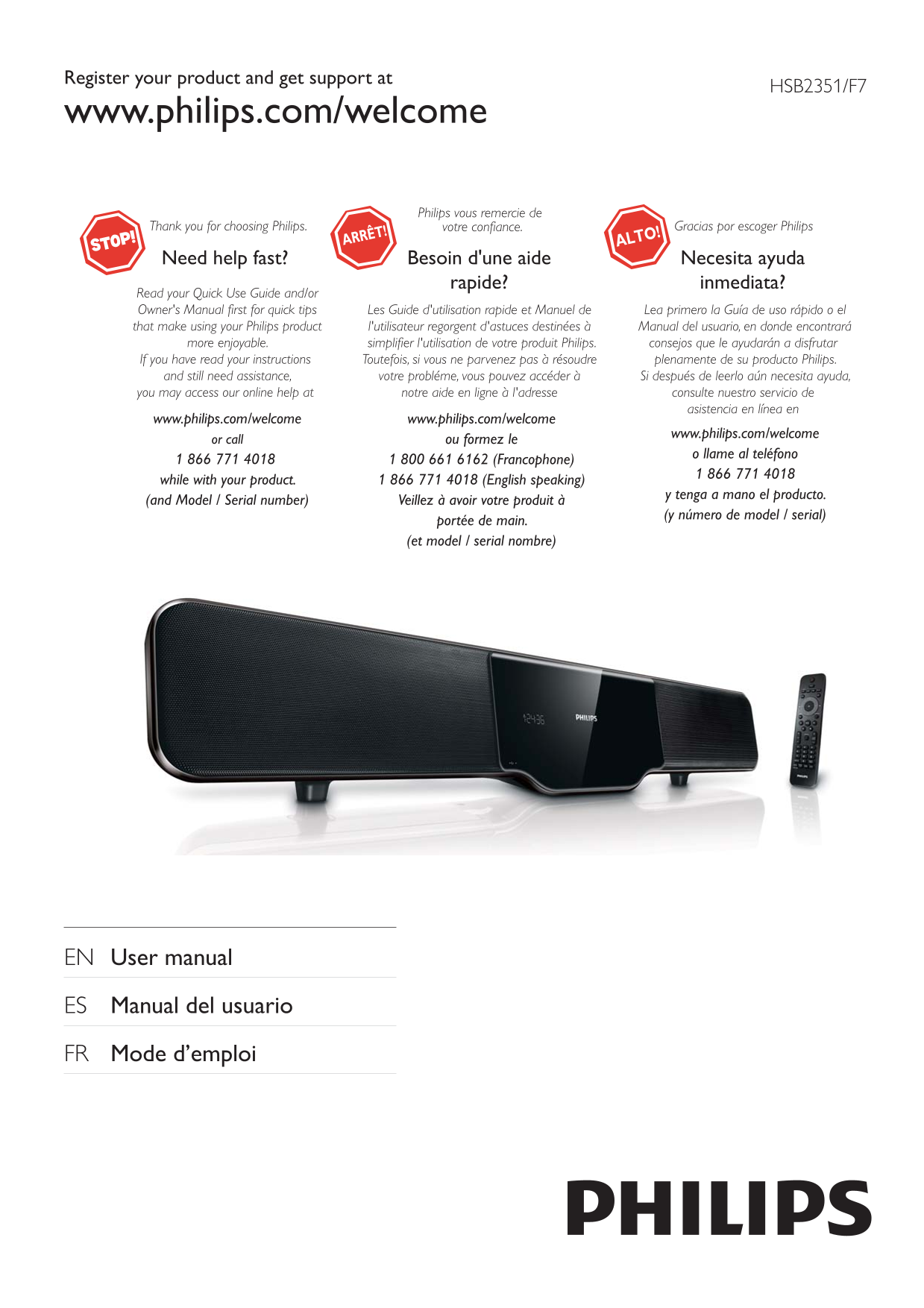 Philips HSB2351 F7 User Guide - Page 1