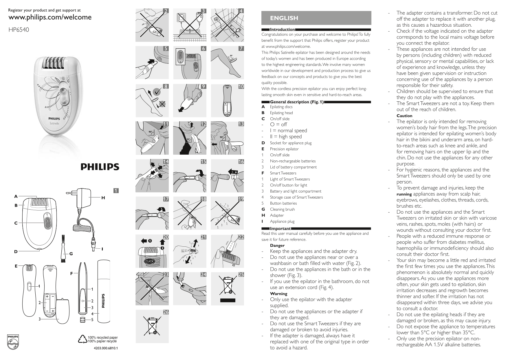 Philips HP6540 Hair Remover User Guide - Page 1