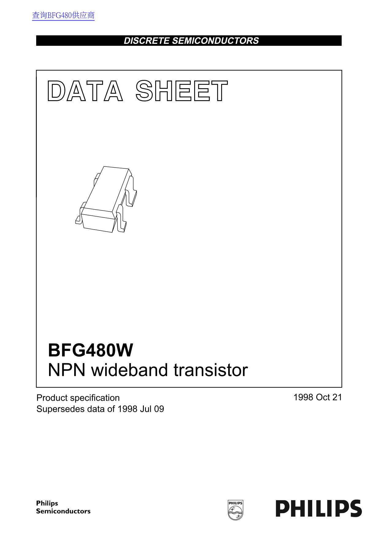 Philips BFG480W Data Sheet - Page 1