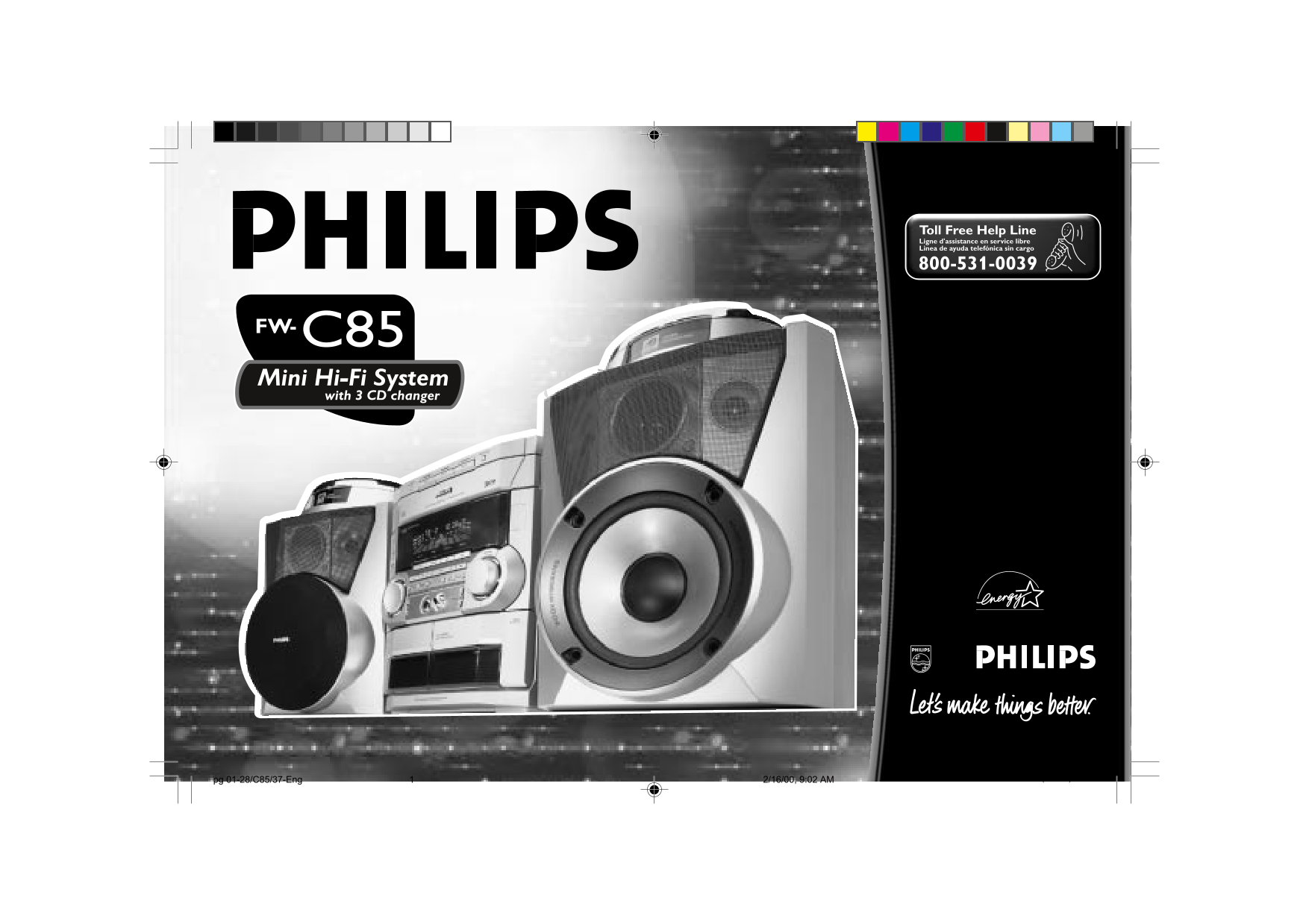 Philips Mini Hi-Fi System FW-C85 with 3 CD Changer User Guide (English) - Page 1