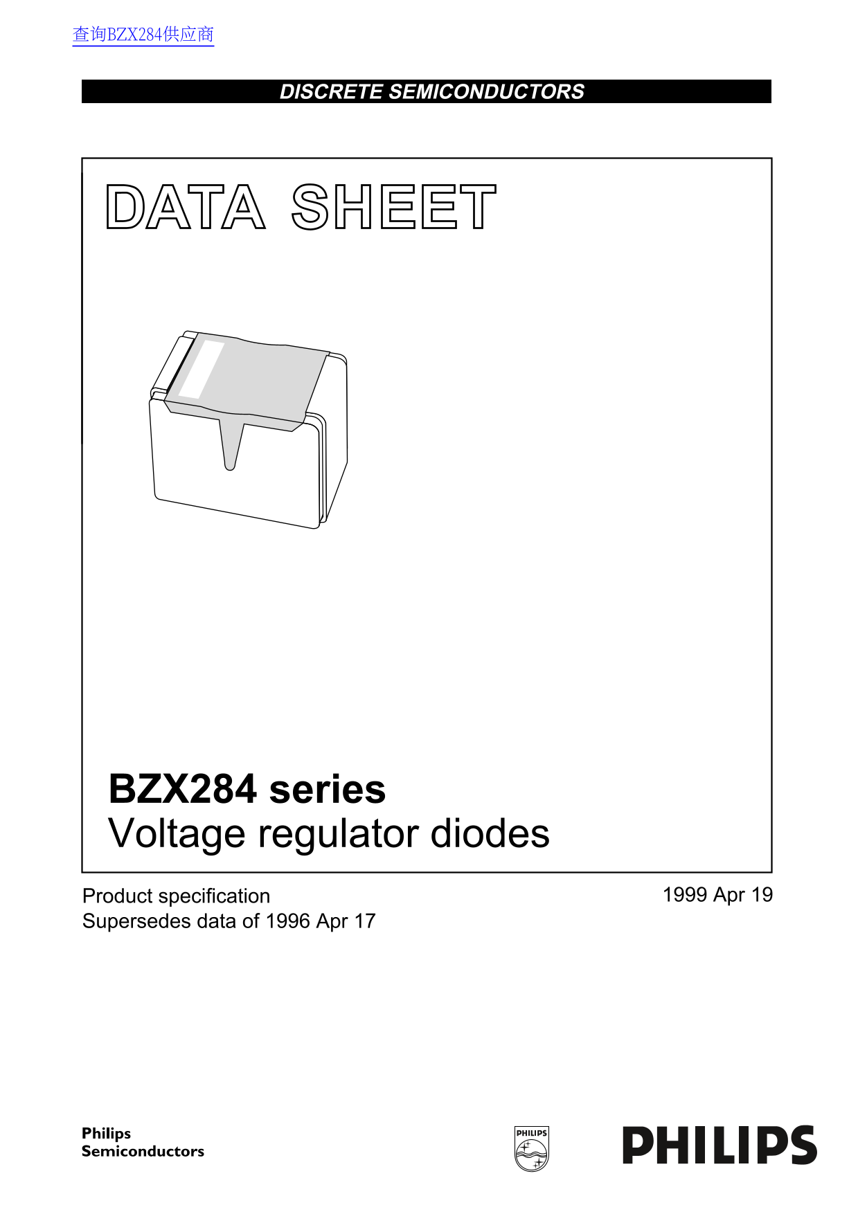 Philips BZX284 series Voltage Regulator Diodes Data Sheet manual - Page 1