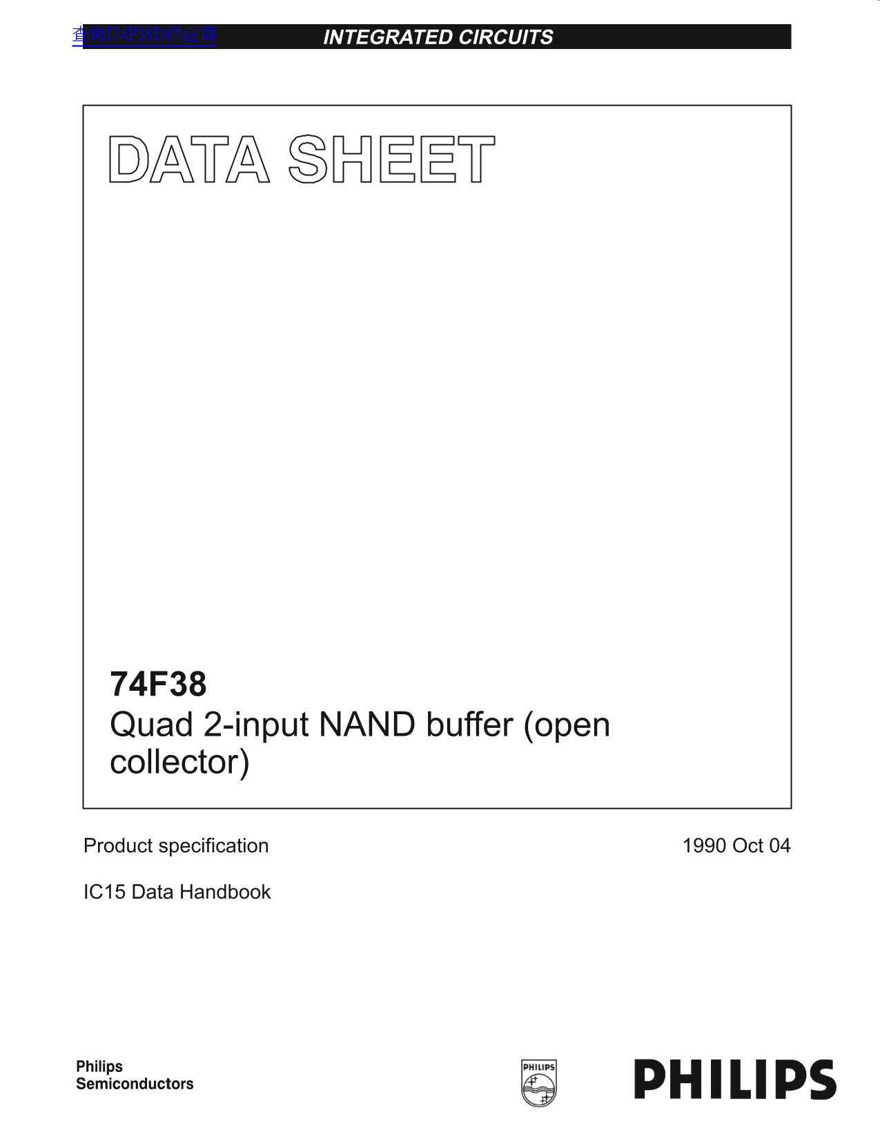 Philips 74F38 Quad 2-Input NAND Buffer (Open Collector) Data Sheet - Page 1