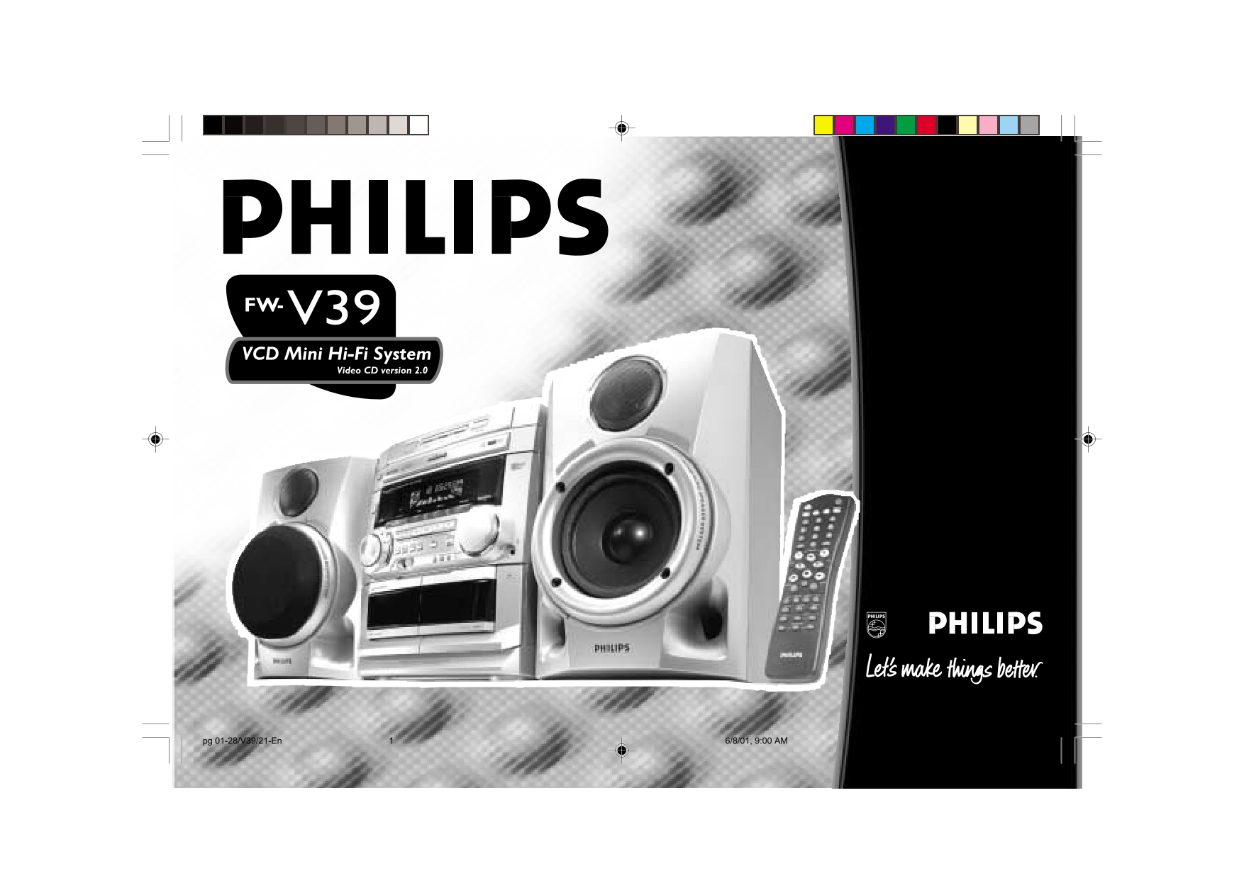 PHILIPS Mini Hi-Fi System FW-V39 with 3 CD Changer User Guide (English) - Page 1