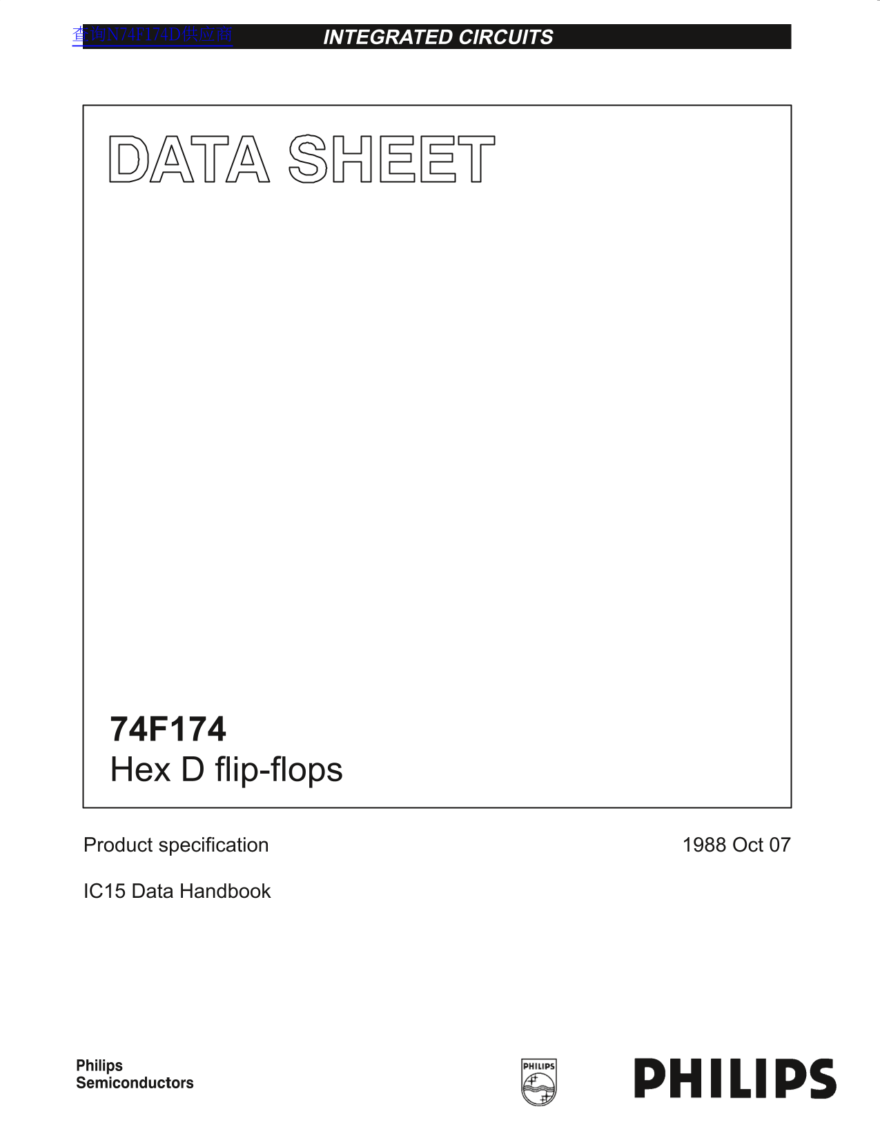 PHILIPS 74F174 Data Manual - Page 1