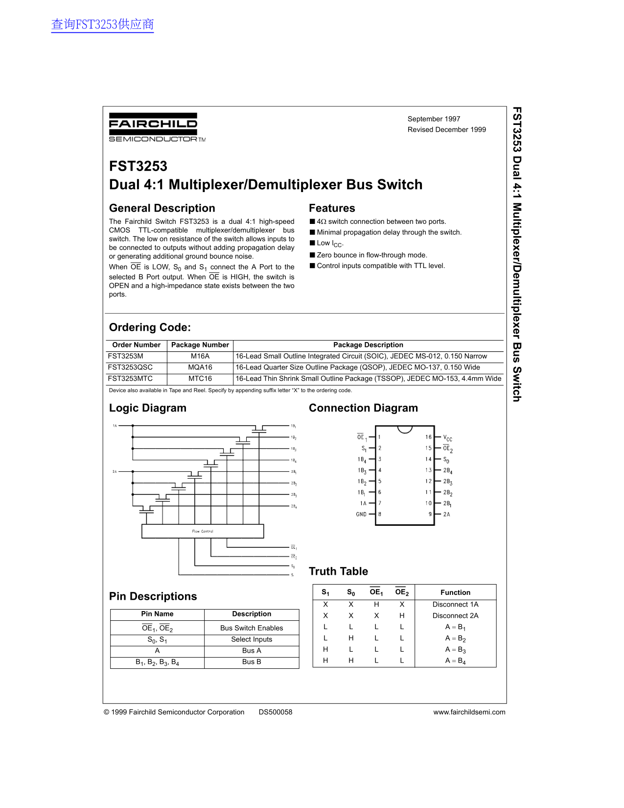 Fairchild FST3253 Data Handbook - Page 1
