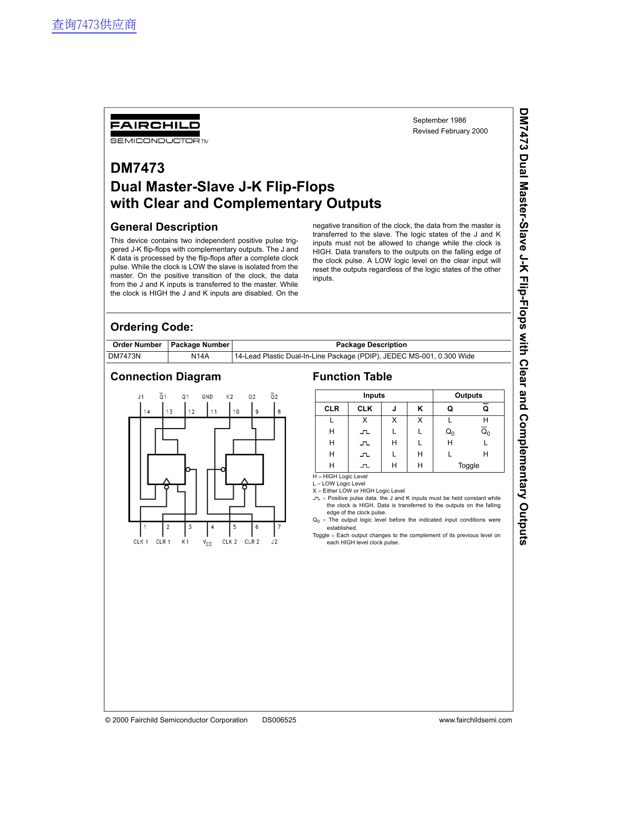 Fairchild DM7473 Data Handbook - Page 1