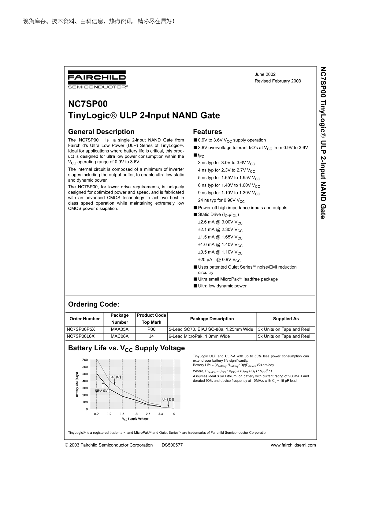 Fairchild NC7SP00 Data Handbook (2) - Page 1