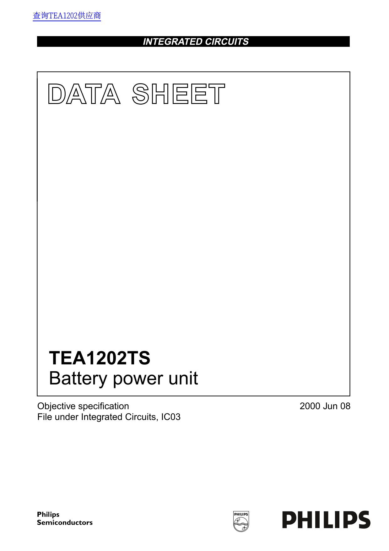 Philips TEA1202TS Data Sheet - Page 1