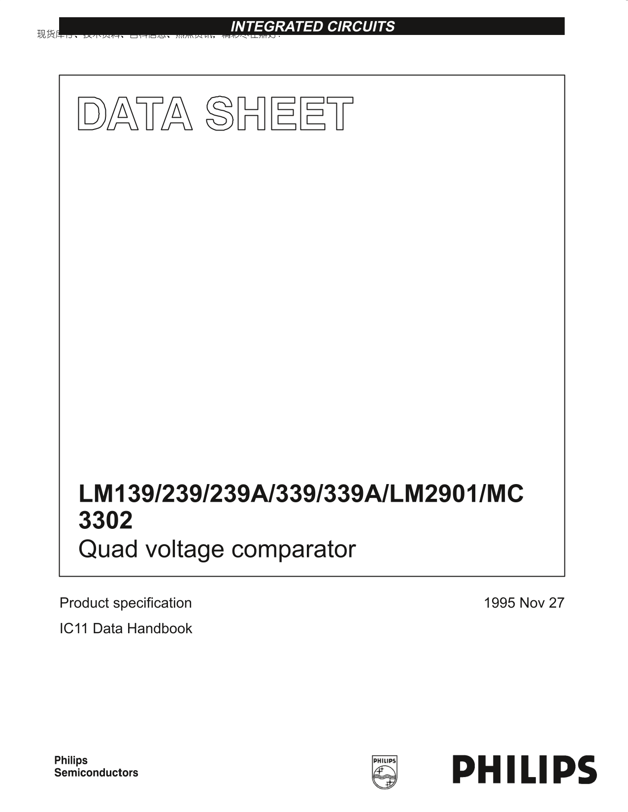 PHILIPS LM139 239 239A 339 339A LM2901 MC 3302 Quad Voltage Comparator User Manual - Page 1