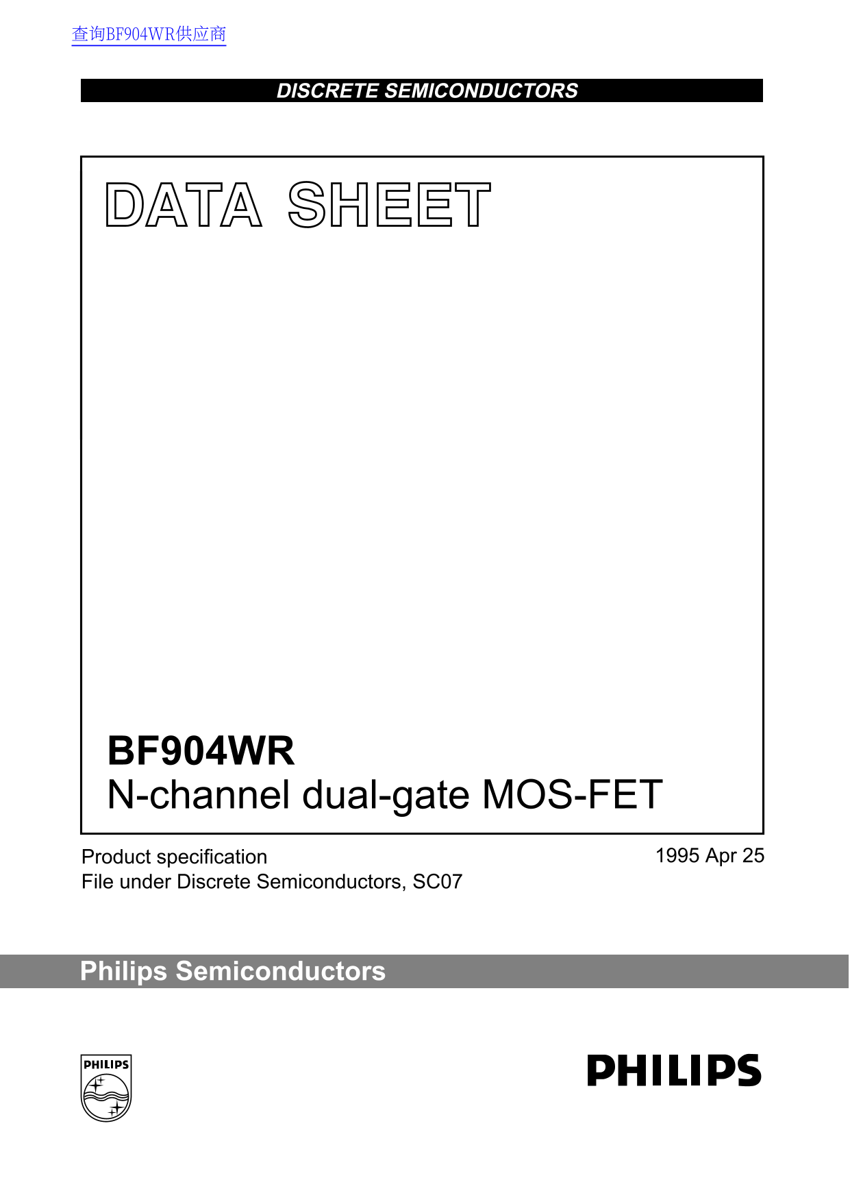 Philips BF904WR Data Sheet - Page 1