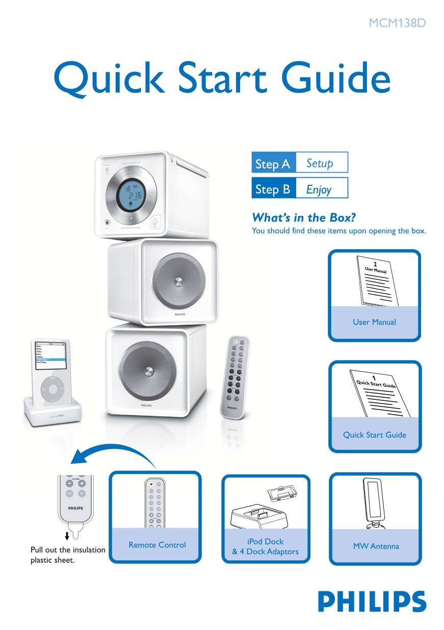 PHILIPS MCM138D Quick User Guide (English) - Page 1