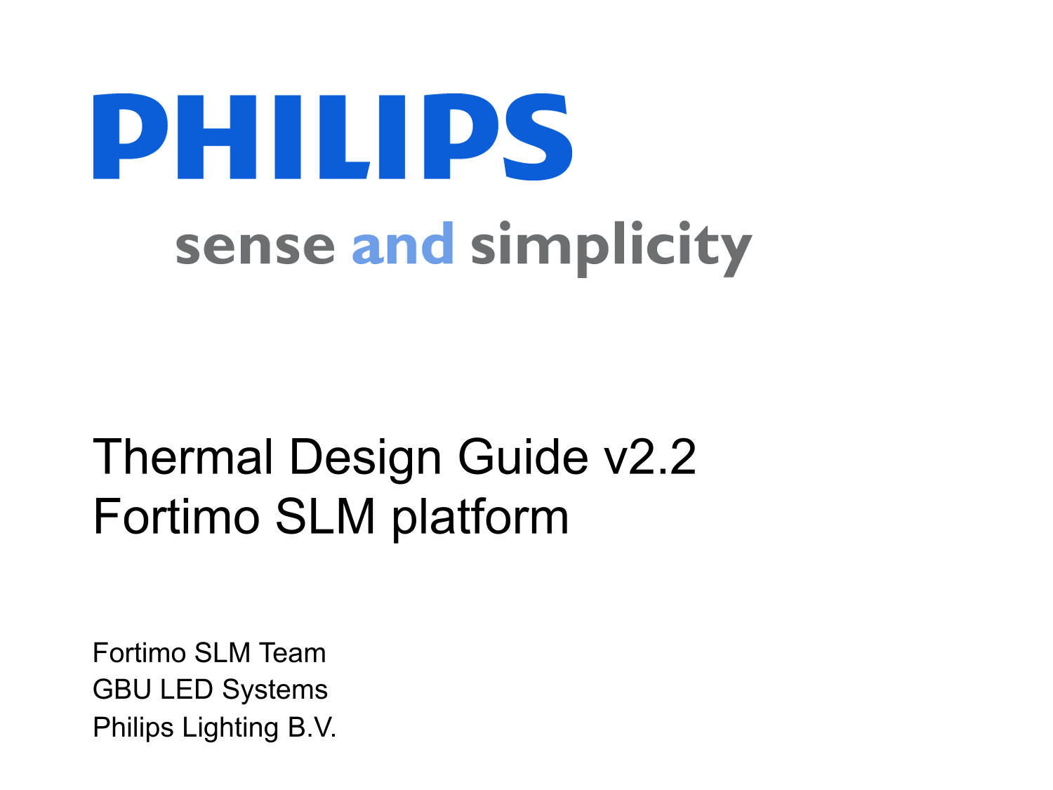 Philips Thermal Design Guide v2.2 - Fortimo SLM Platform Owner's Manual - Page 1