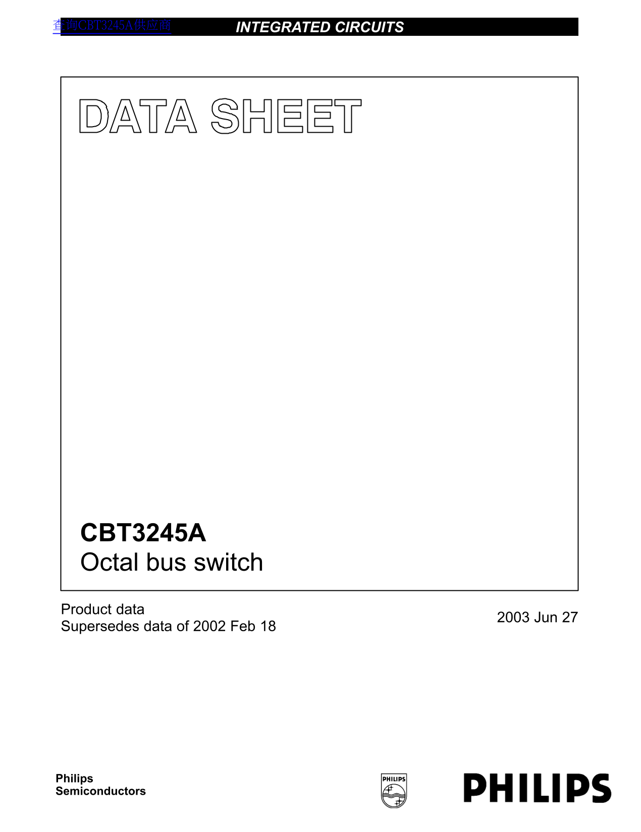 Philips CBT3245A Octal Bus Switch Data Manual - Page 1