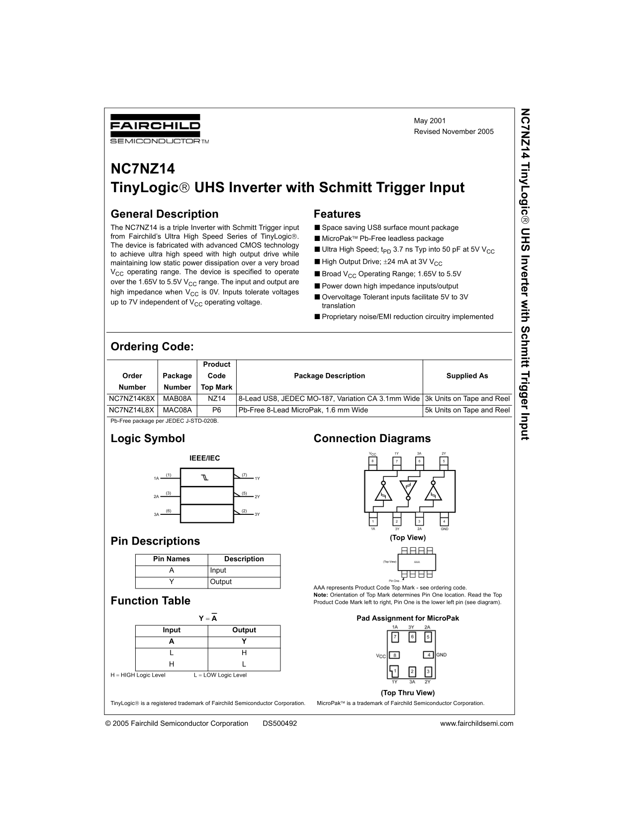 Fairchild NC7NZ14 Data Handbook - Page 1