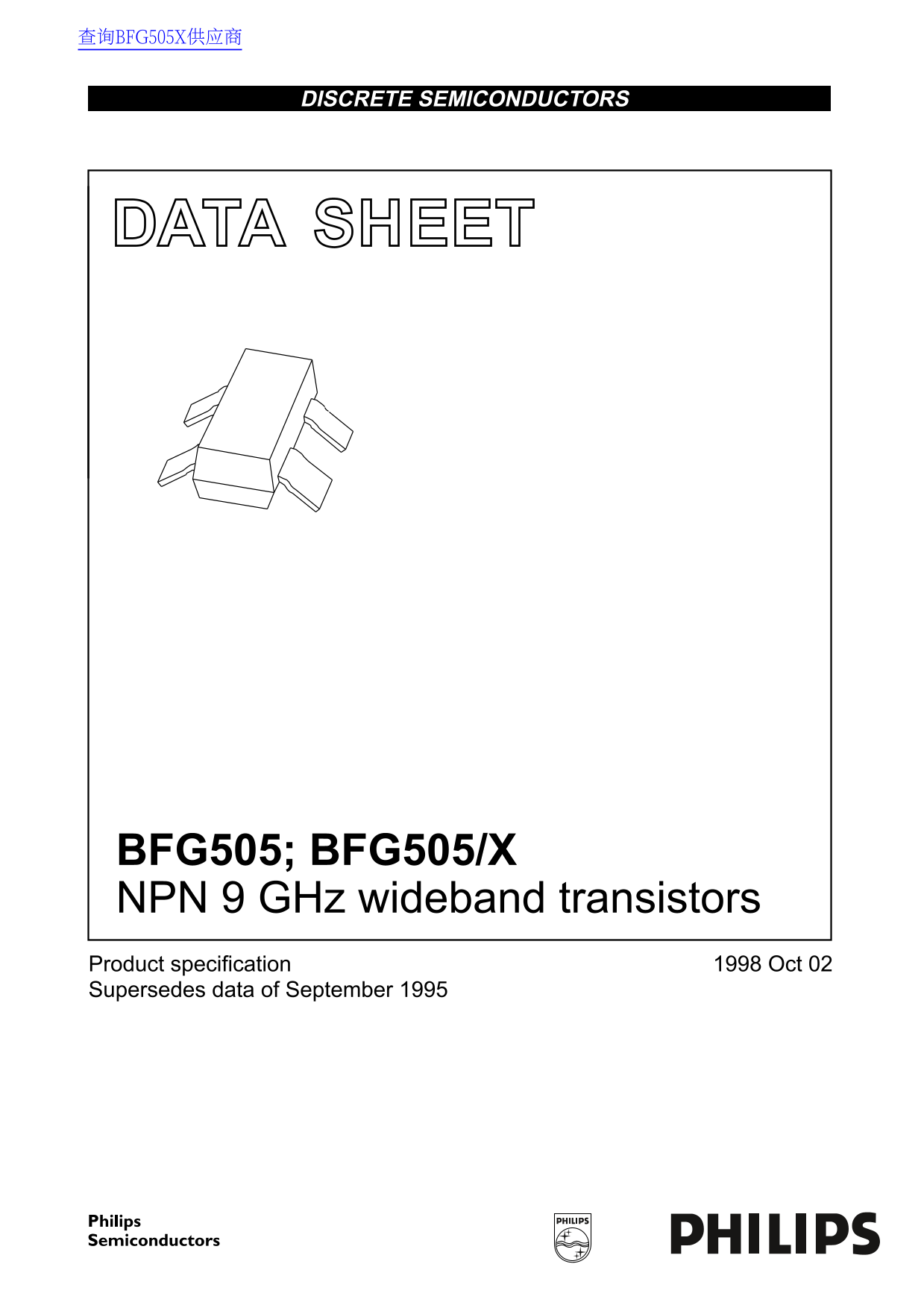 Philips BFG505 BFG505 X Data Sheet - Page 1
