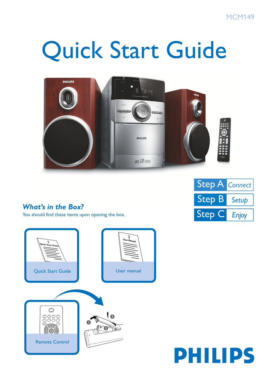 PHILIPS MCM149 Quick Start Guide - Page 1
