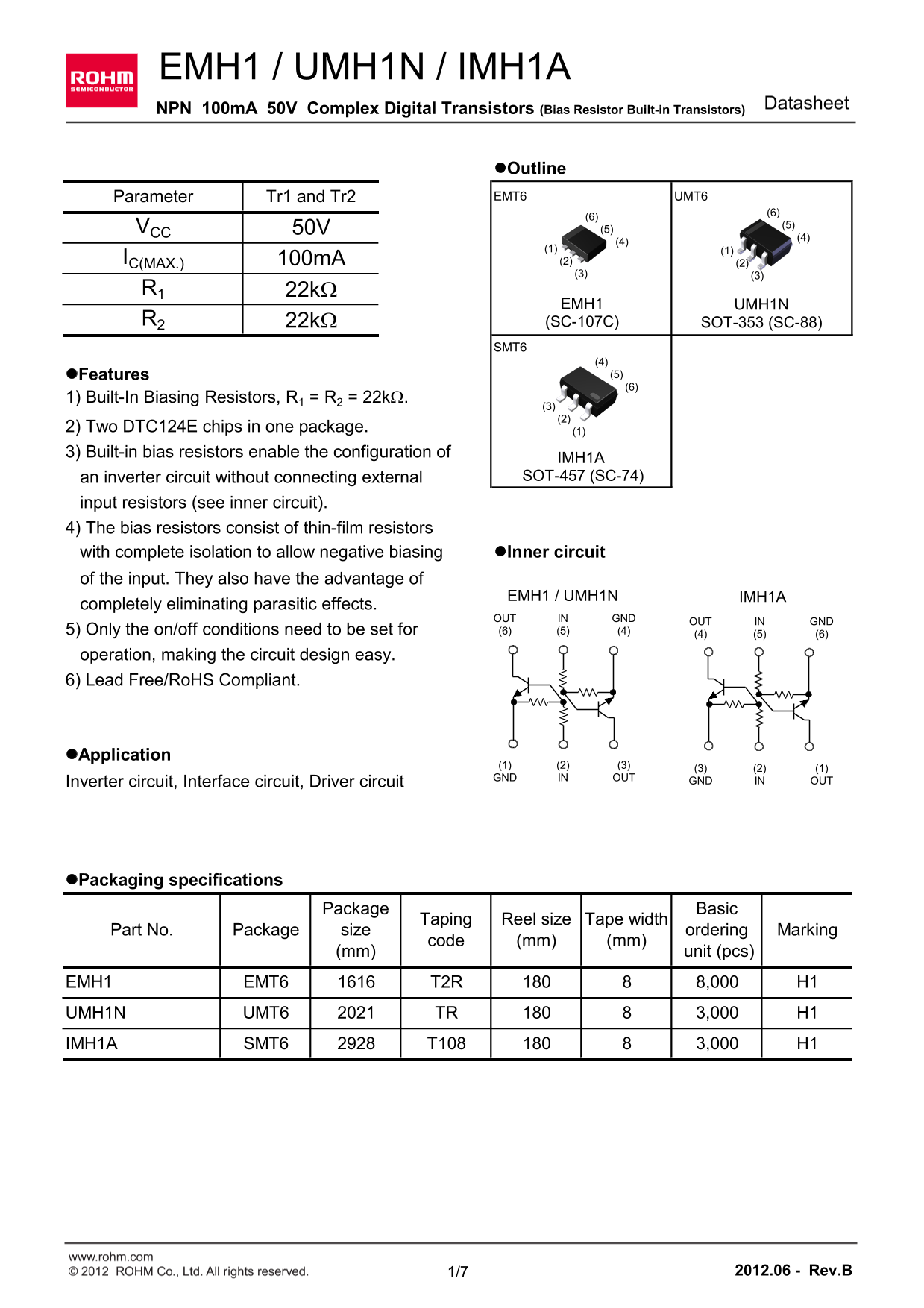 ROHM EMH1 UMH1N IMH1A User's Manual - Page 1