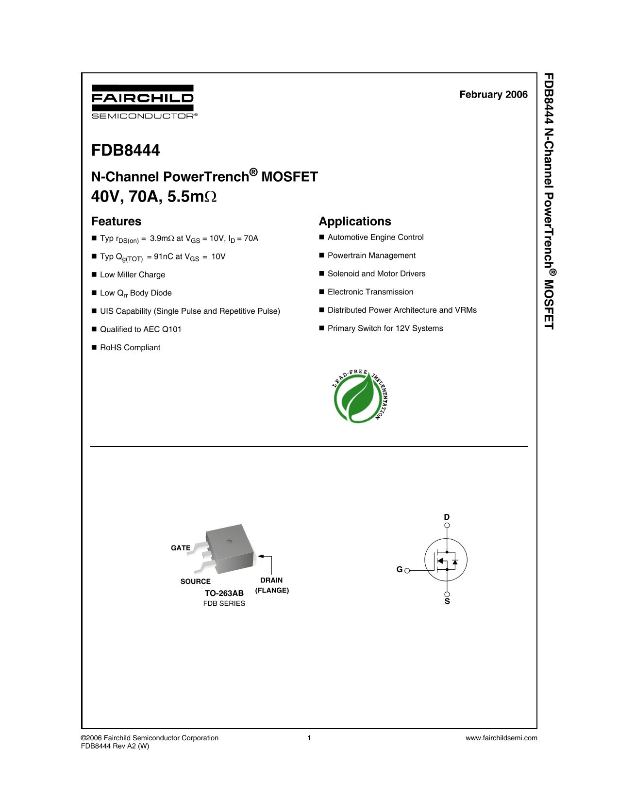 Fairchild FDB8444 FDB8444 User's Manual - Page 1