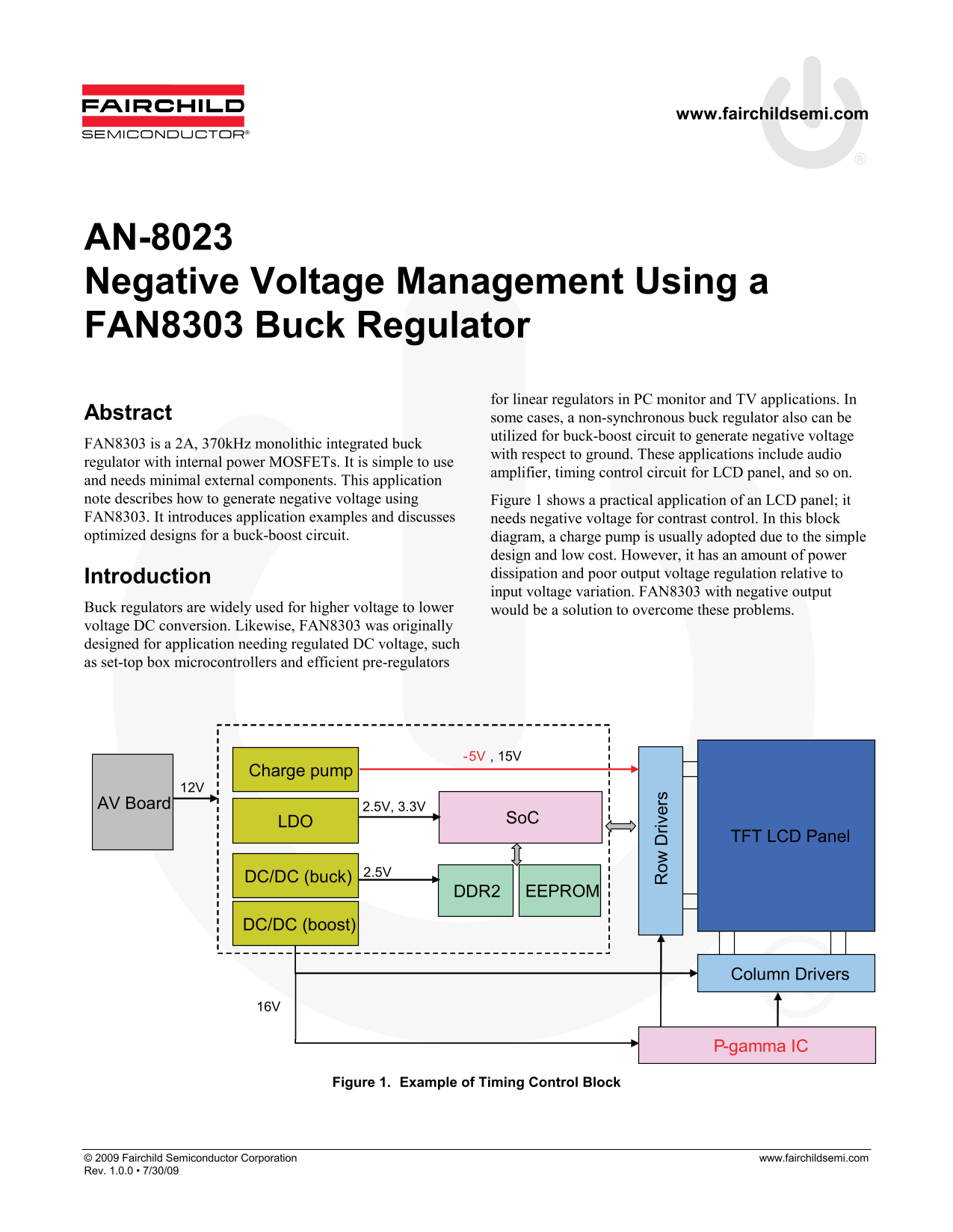 Fairchild Negative Voltage Management with FAN8303 Buck Regulator Data Manual - Page 1