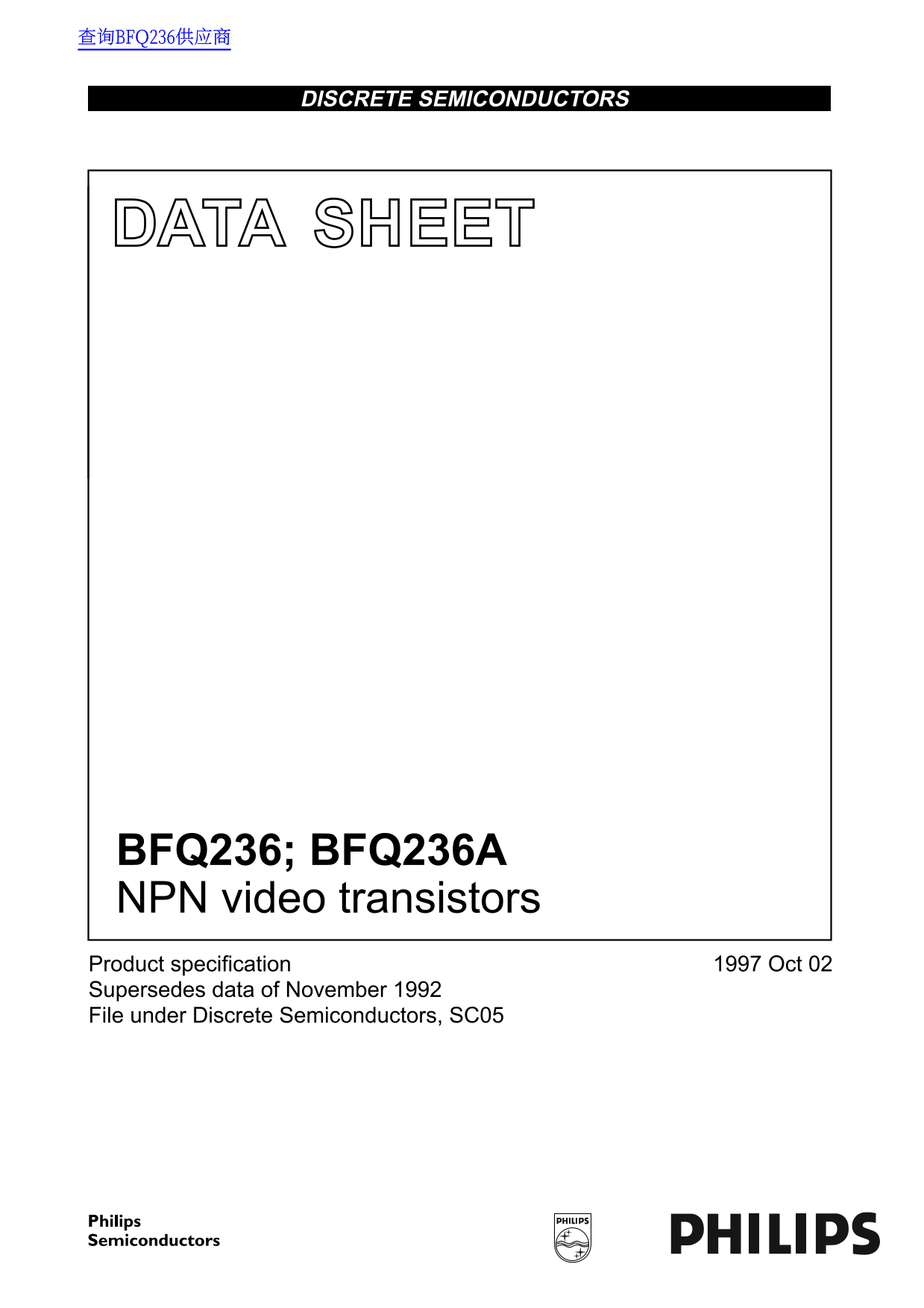 PHILIPS BFQ236; BFQ236A Data Sheet User Guide - Page 1