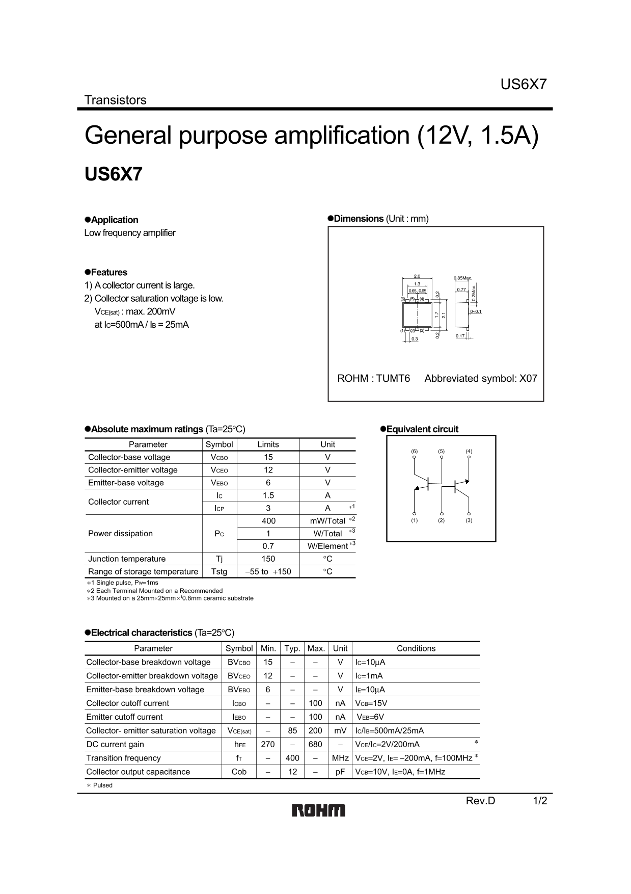 ROHM US6X7 User Guide and Manual - Page 1