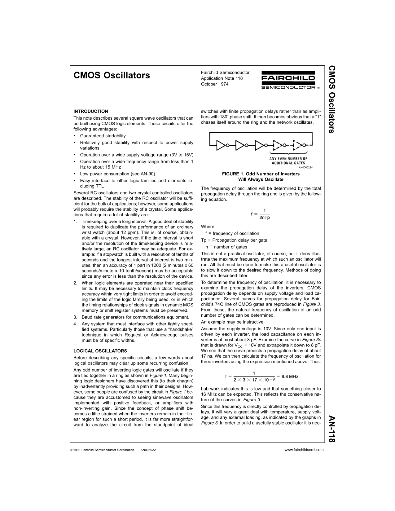 Fairchild CMOS Oscillators Data Handbook - Page 1