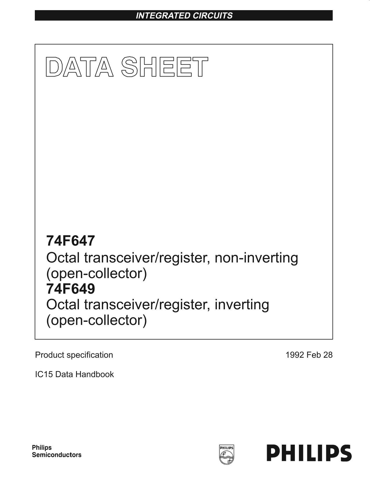 Philips 74F647 74F649 Data Sheet - Page 1