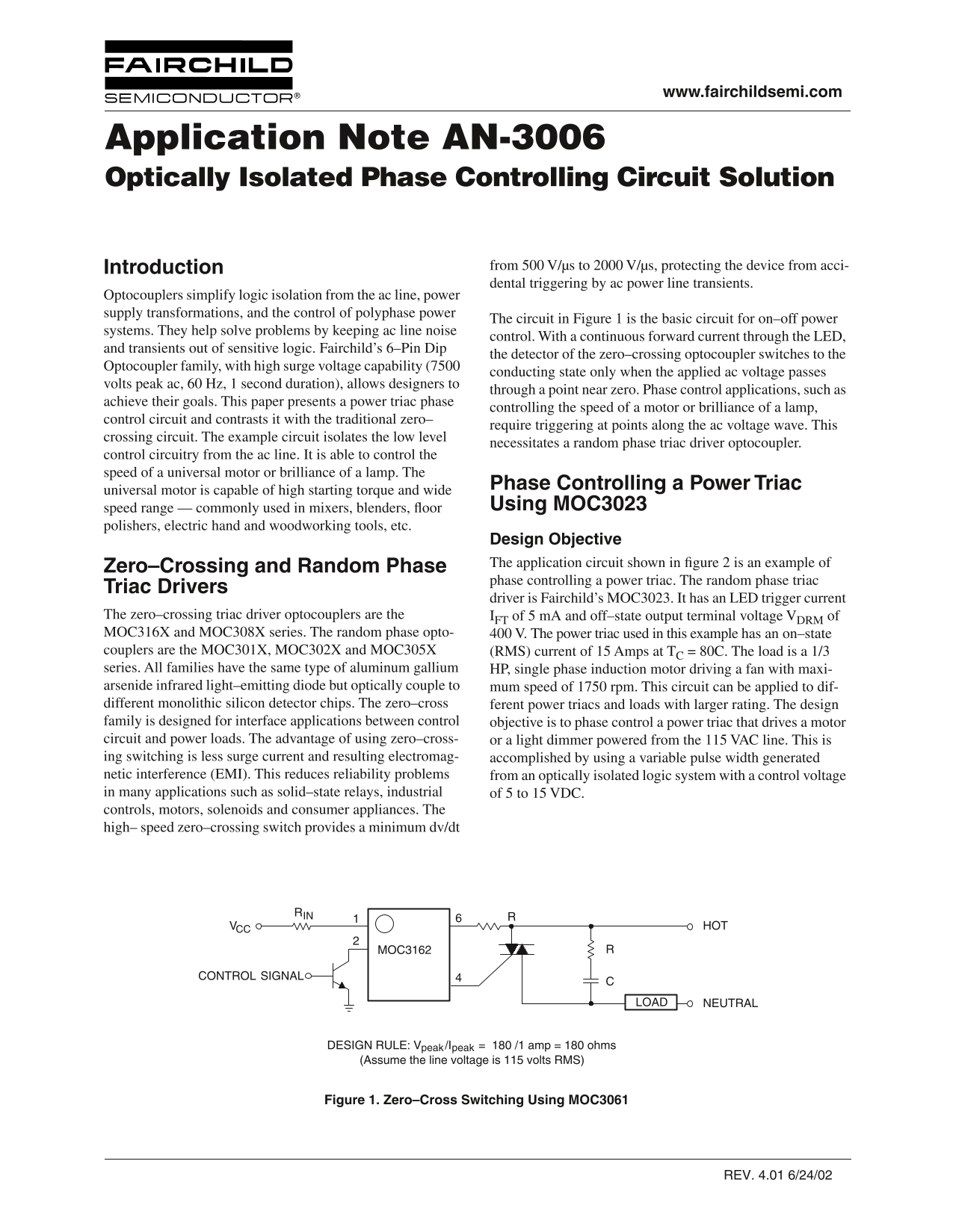 Fairchild Optically Isolated Phase Controlling Circuit Solution Data Handbook - Page 1