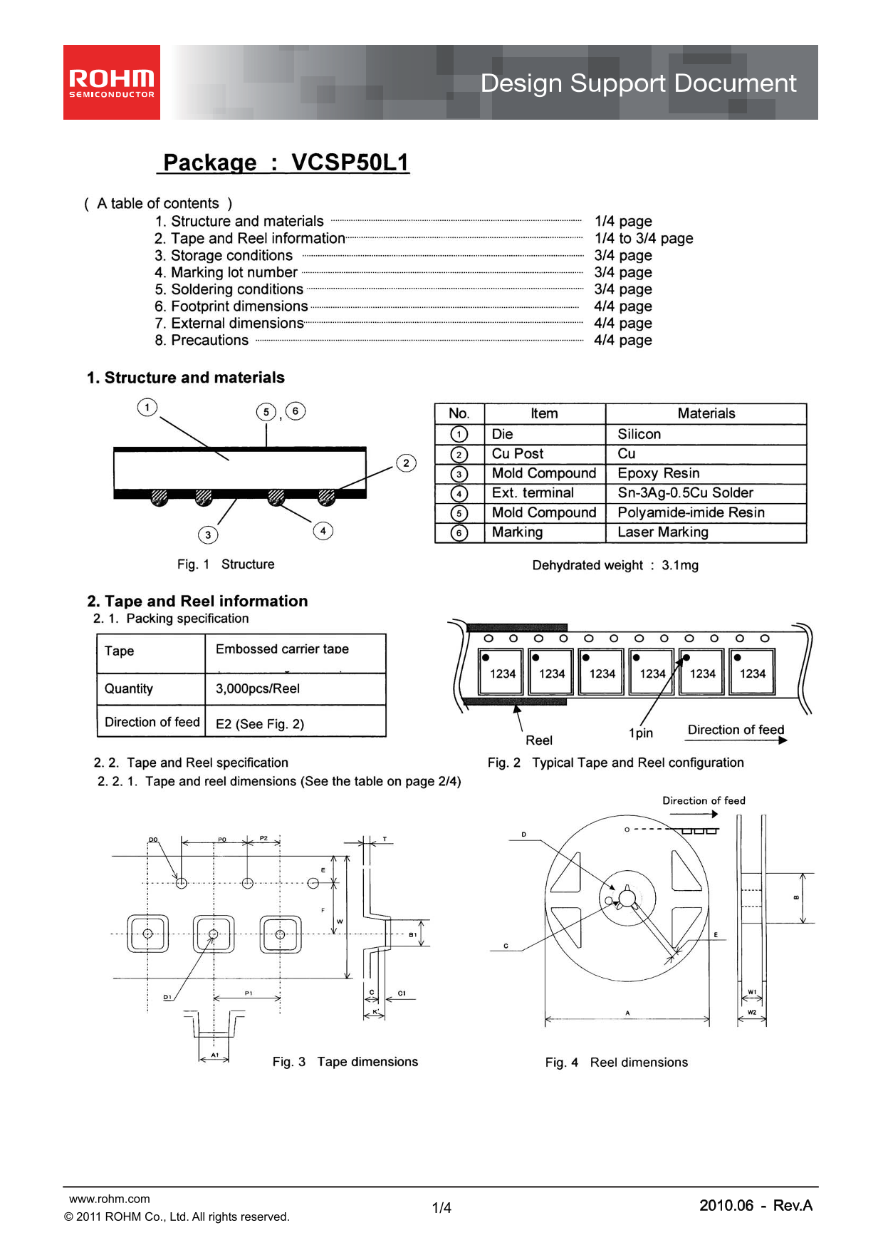 ROHM VCSP50L1 User Guide (1), (1) Specifications Sheet (1) - Page 1