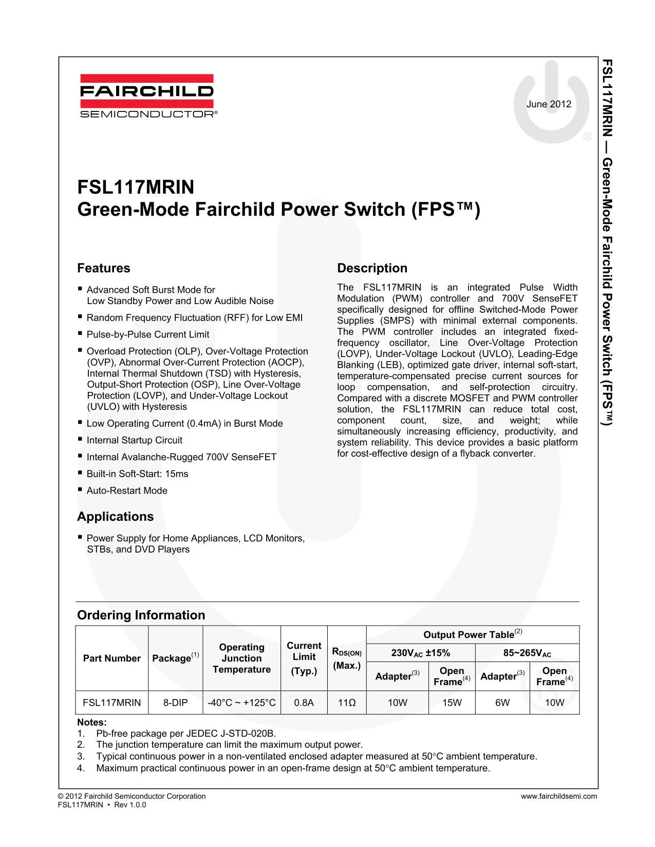 Fairchild FSL117MRIN Product Manual - Page 1