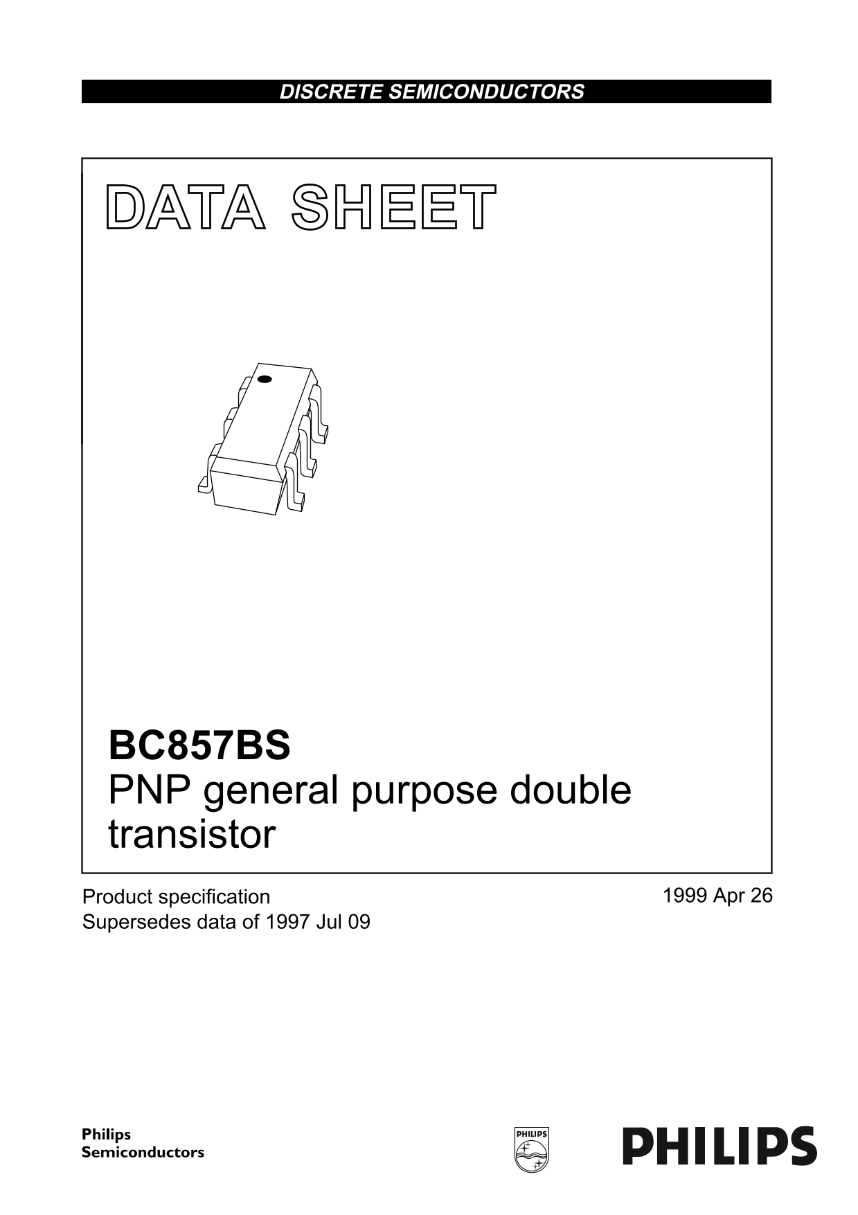 PHILIPS NXP BC857BS PNP general purpose double transistor User Guide - Page 1