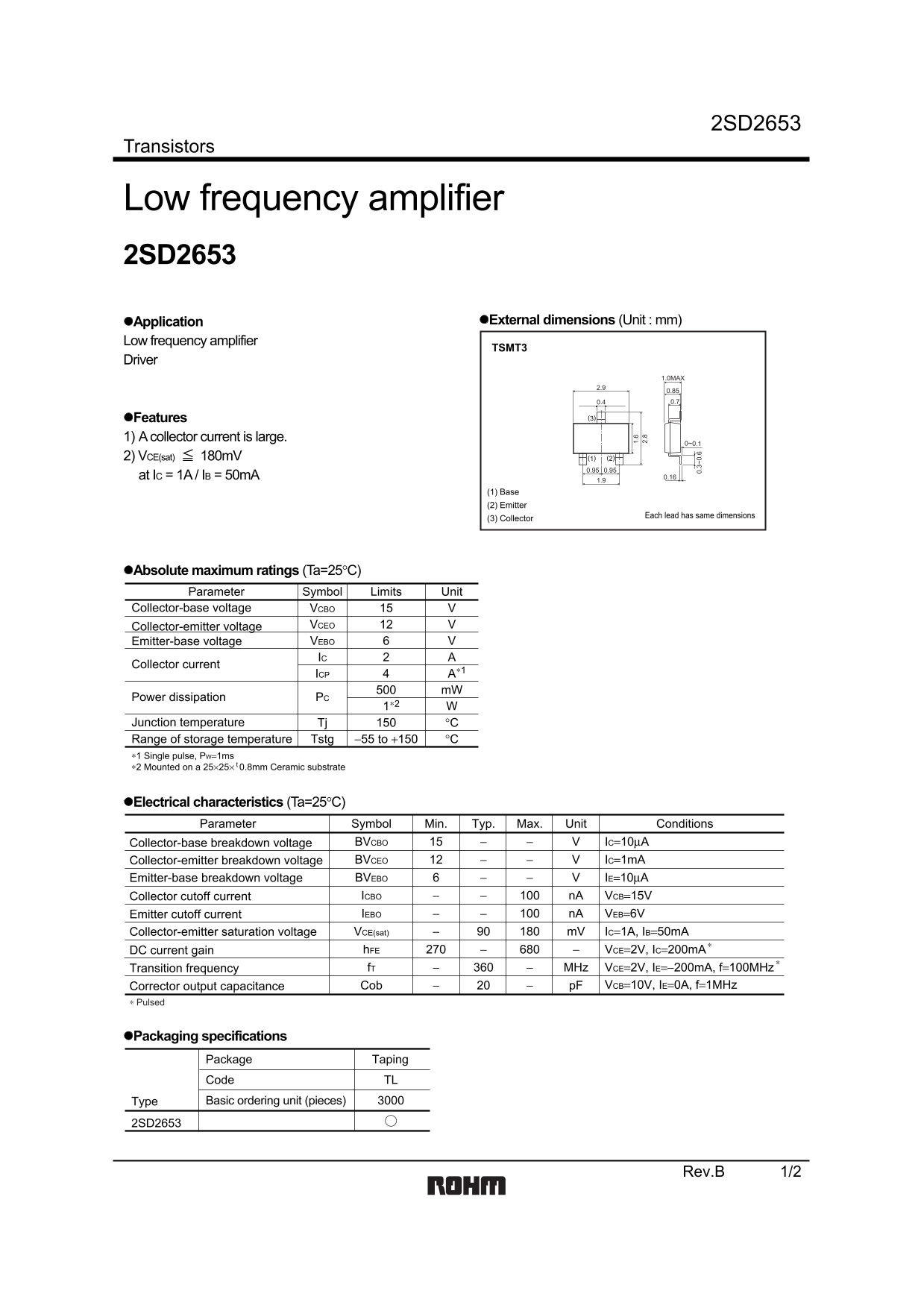 ROHM 2SD2653 User Manual - Page 1