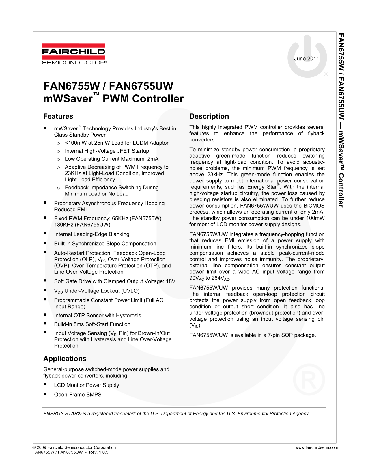 Fairchild Fan6755W Data Handbook - Page 1