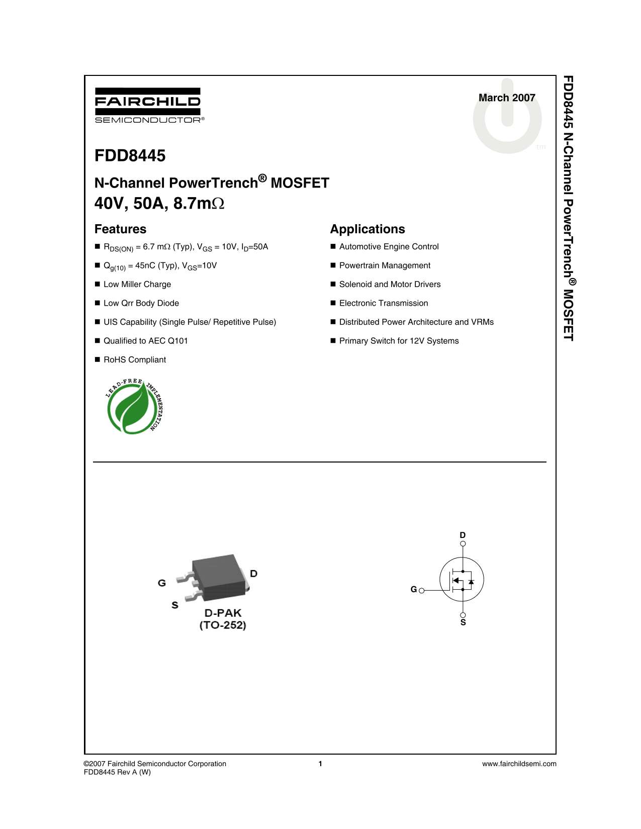 Fairchild FDD8445 Specifications Manual - Page 1