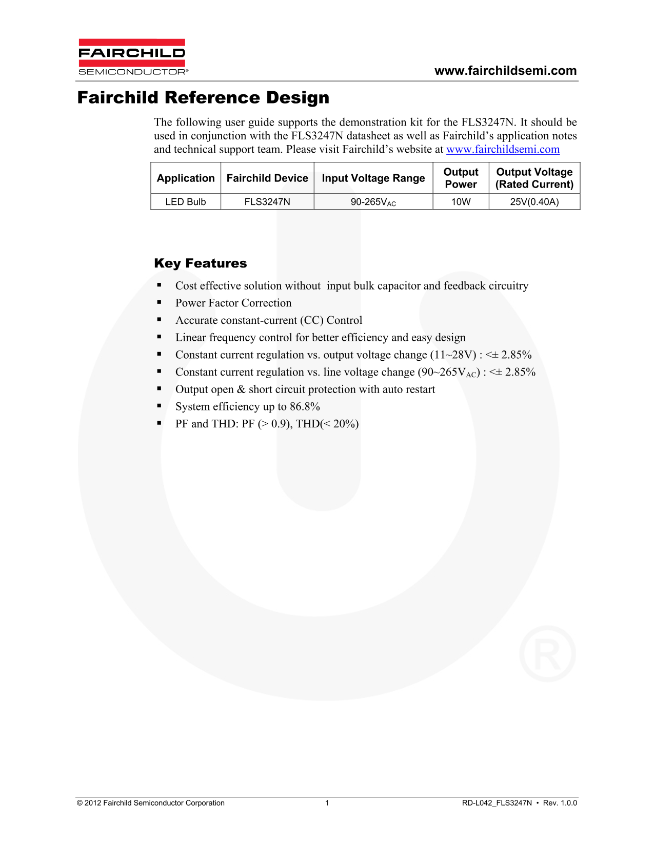 Fairchild RD-LS042 Data Handbook - Page 1