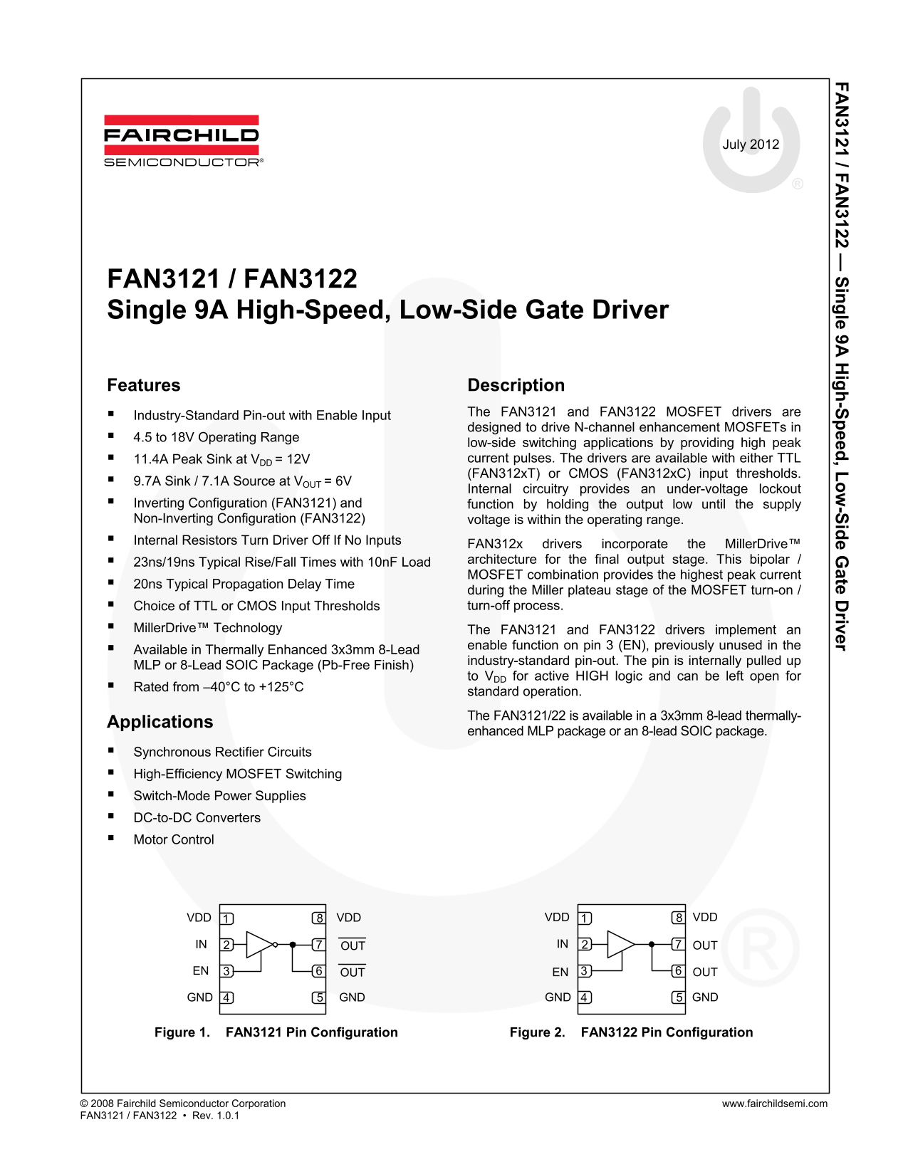 Fairchild Fan3122T Data Handbook - Page 1