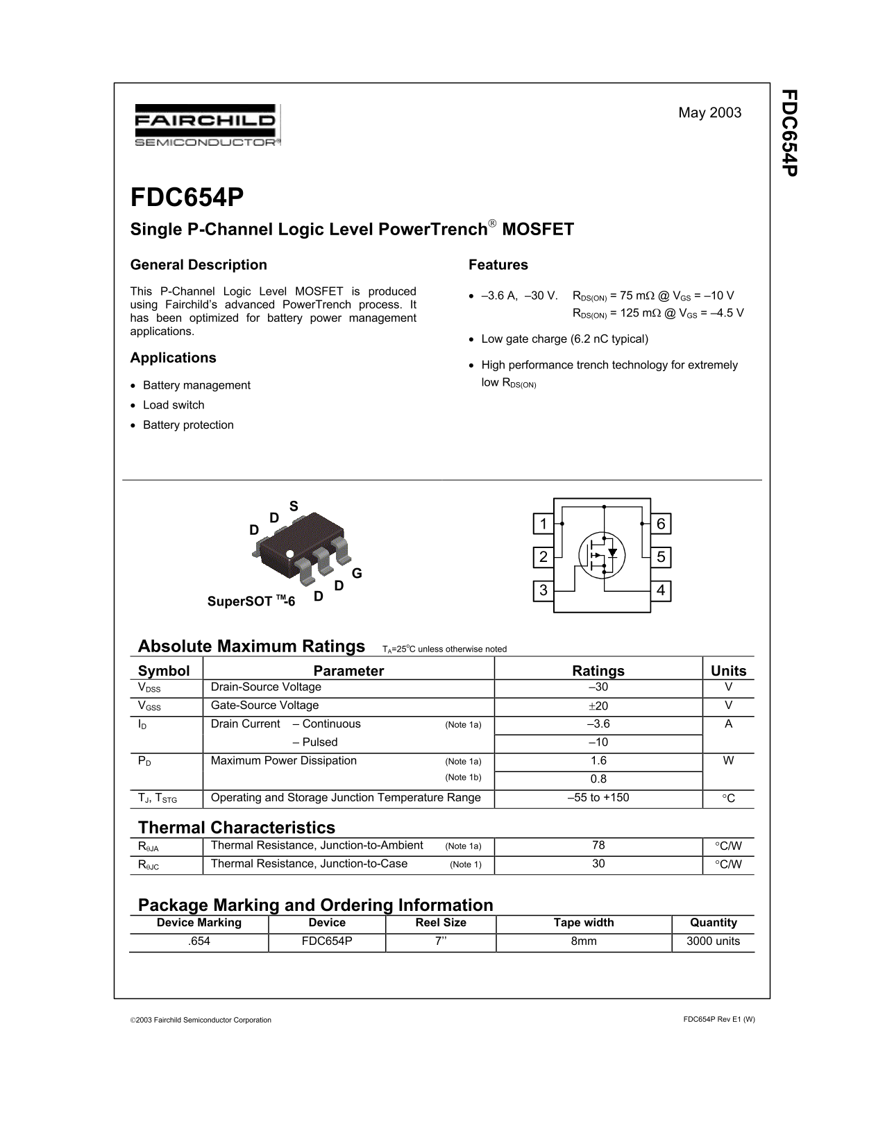 Fairchild FDC654P User Guide - Page 1