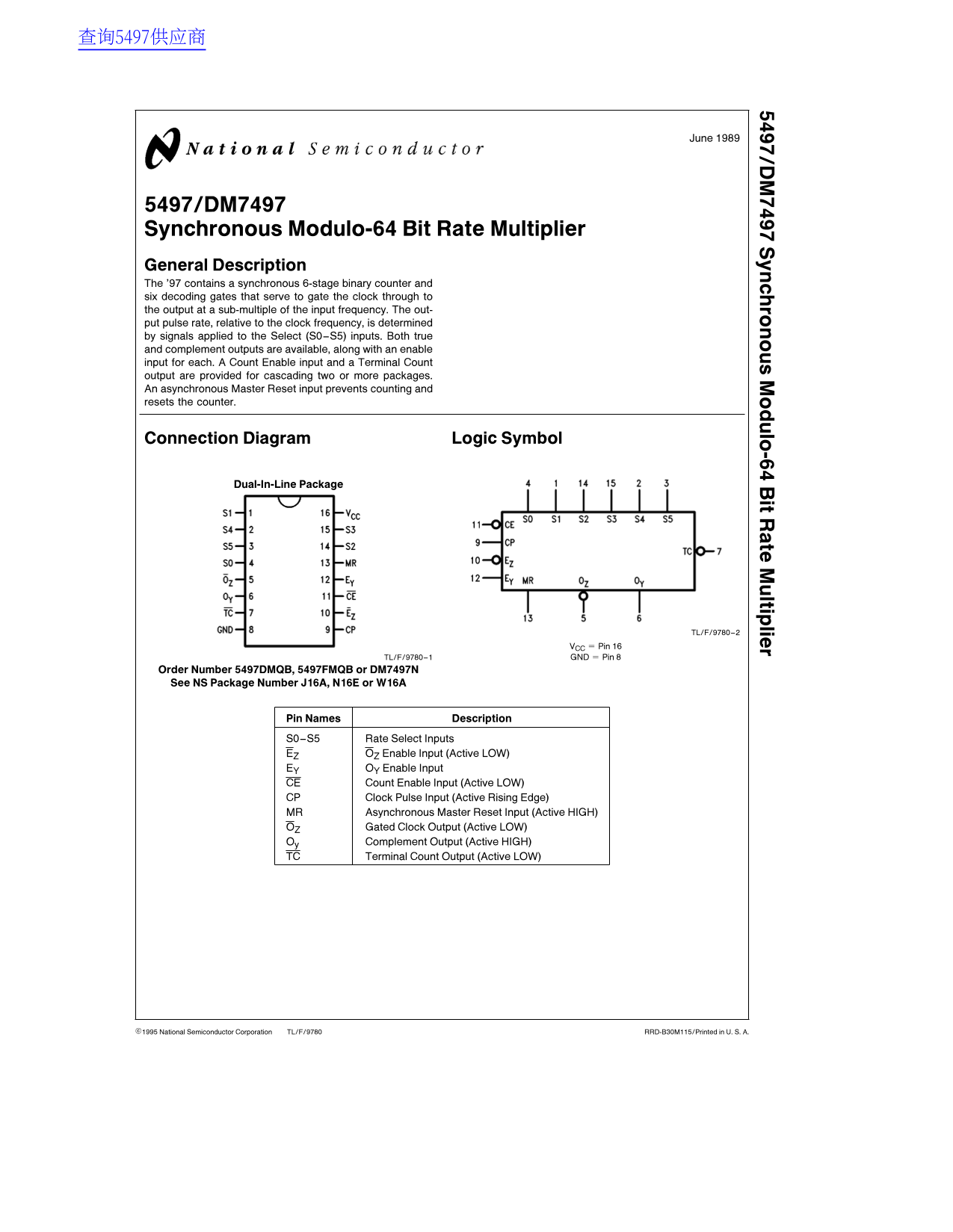 Fairchild 5497 DM7497 Data Handbook - Page 1