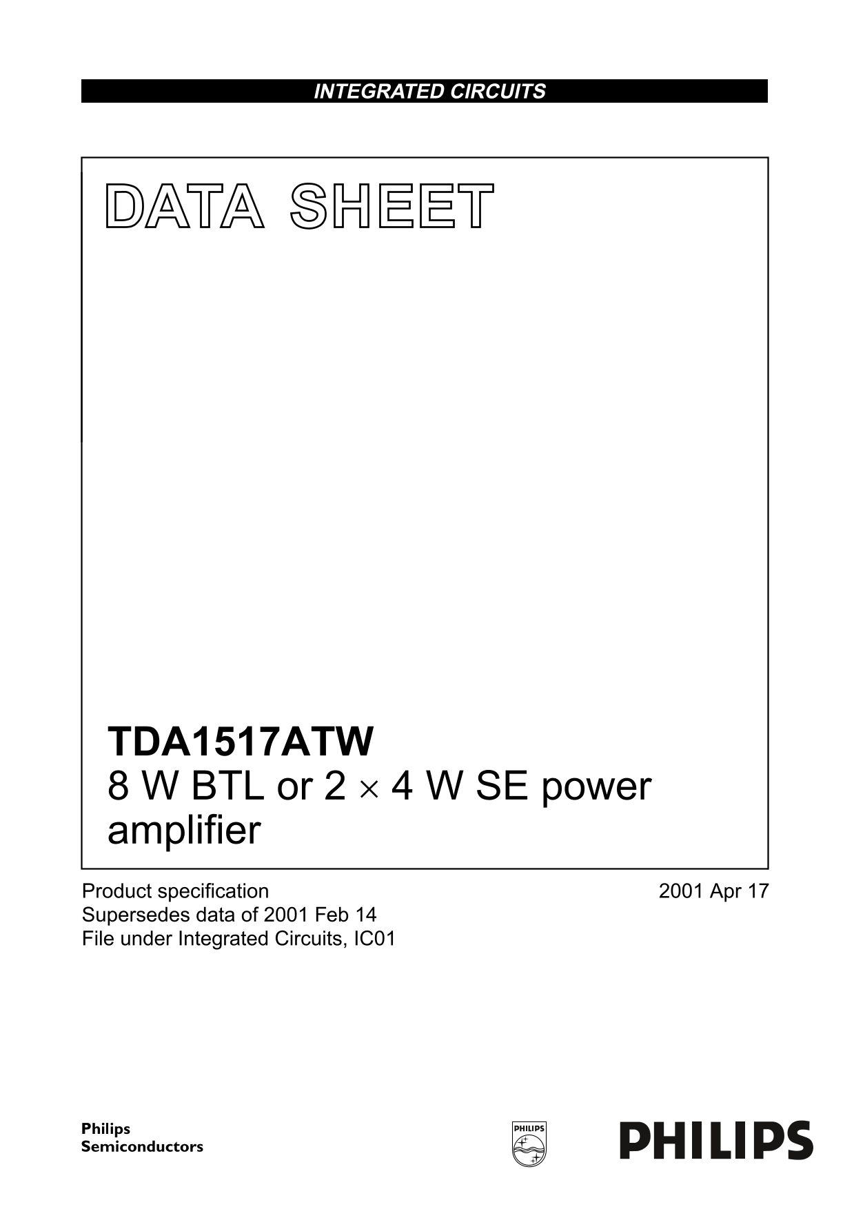 Philips TDA1517ATW Data Sheet - Page 1