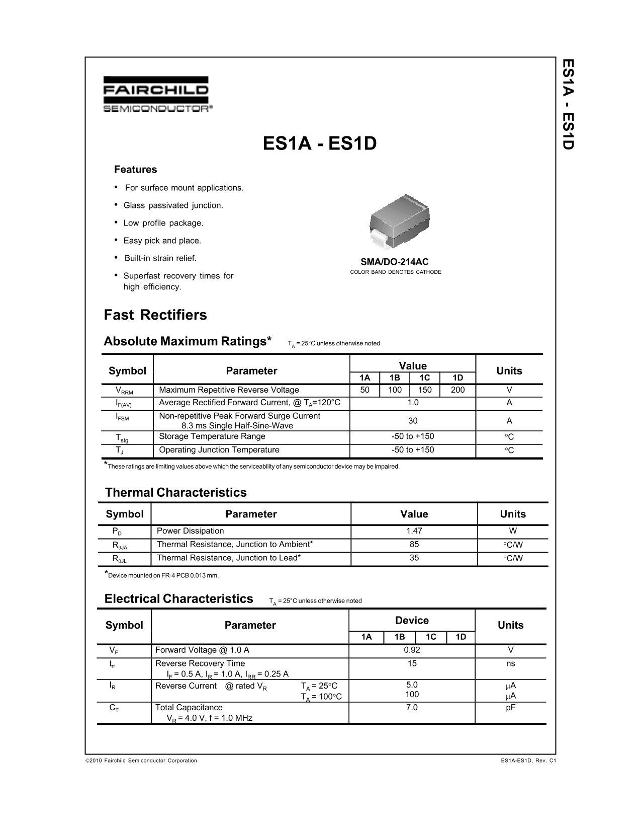 Fairchild ES1A - ES1D Data Handbook - Page 1