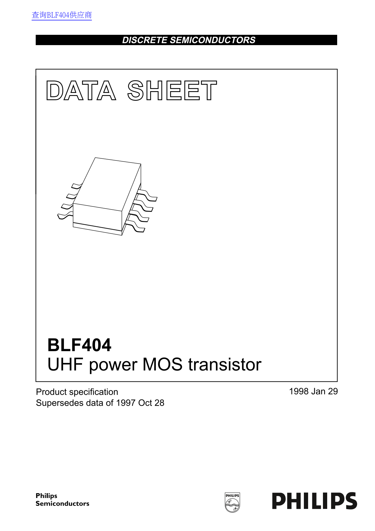 PHILIPS BLF404 Data Sheet / Manual - Page 1