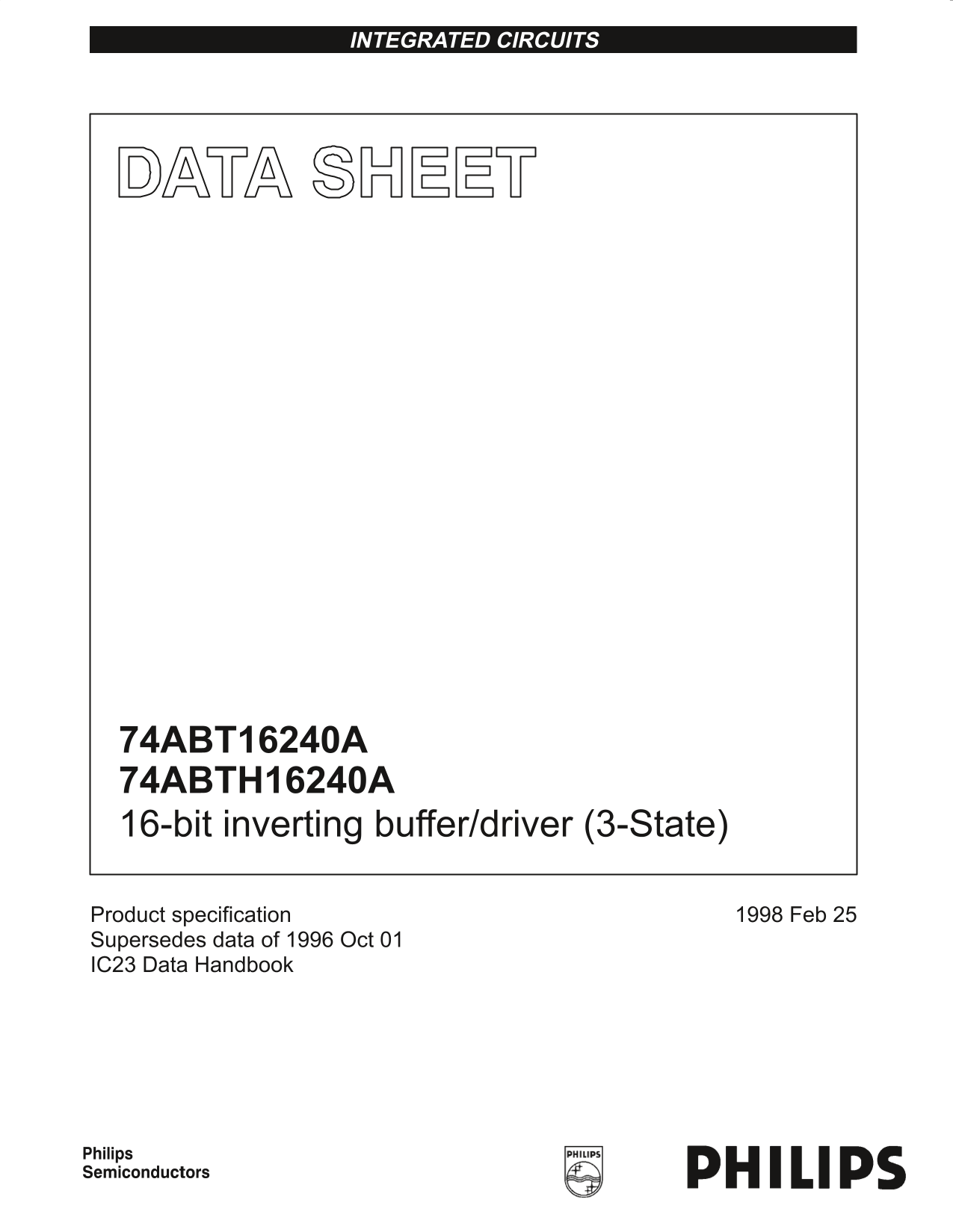 PHILIPS 74ABT16240A 74ABTH16240A Data Manual - Page 1