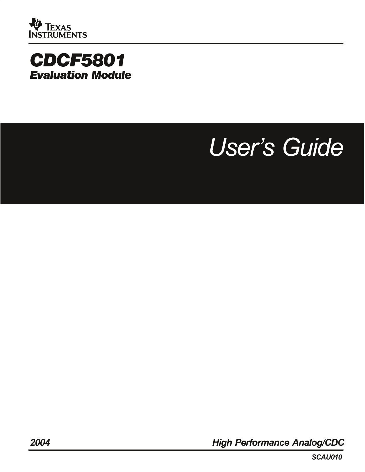 Texas Instruments CDCF5801 Evaluation Module User' - Page 1