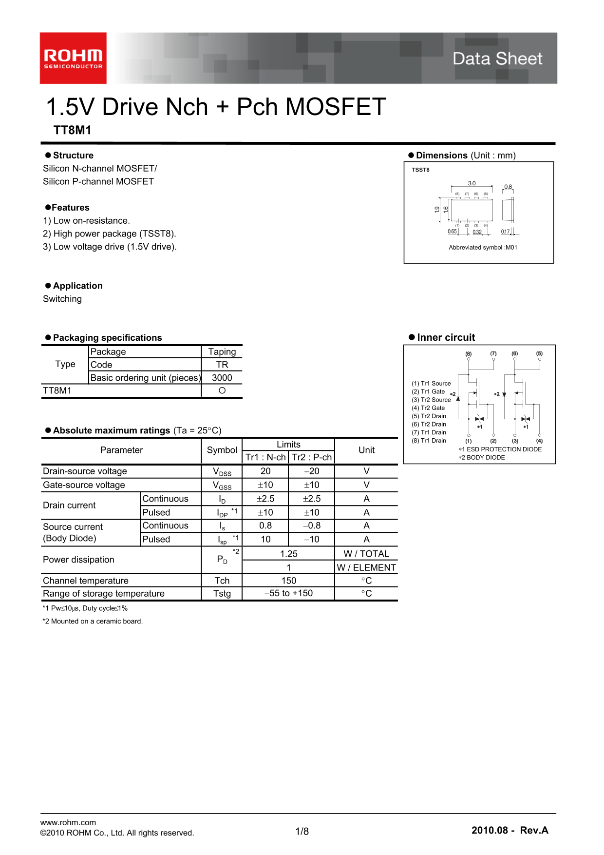 ROHM TT8M1 Data Handbook/Specifications Manual - Page 1