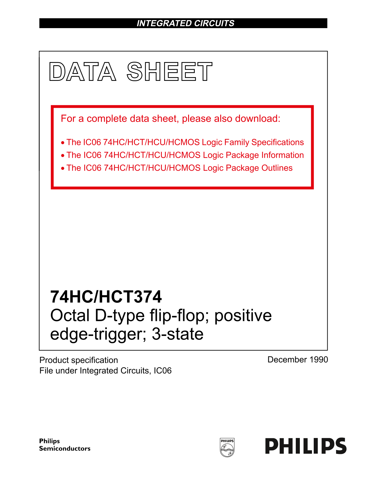Philips 74HC HCT374 Data Manual - Page 1